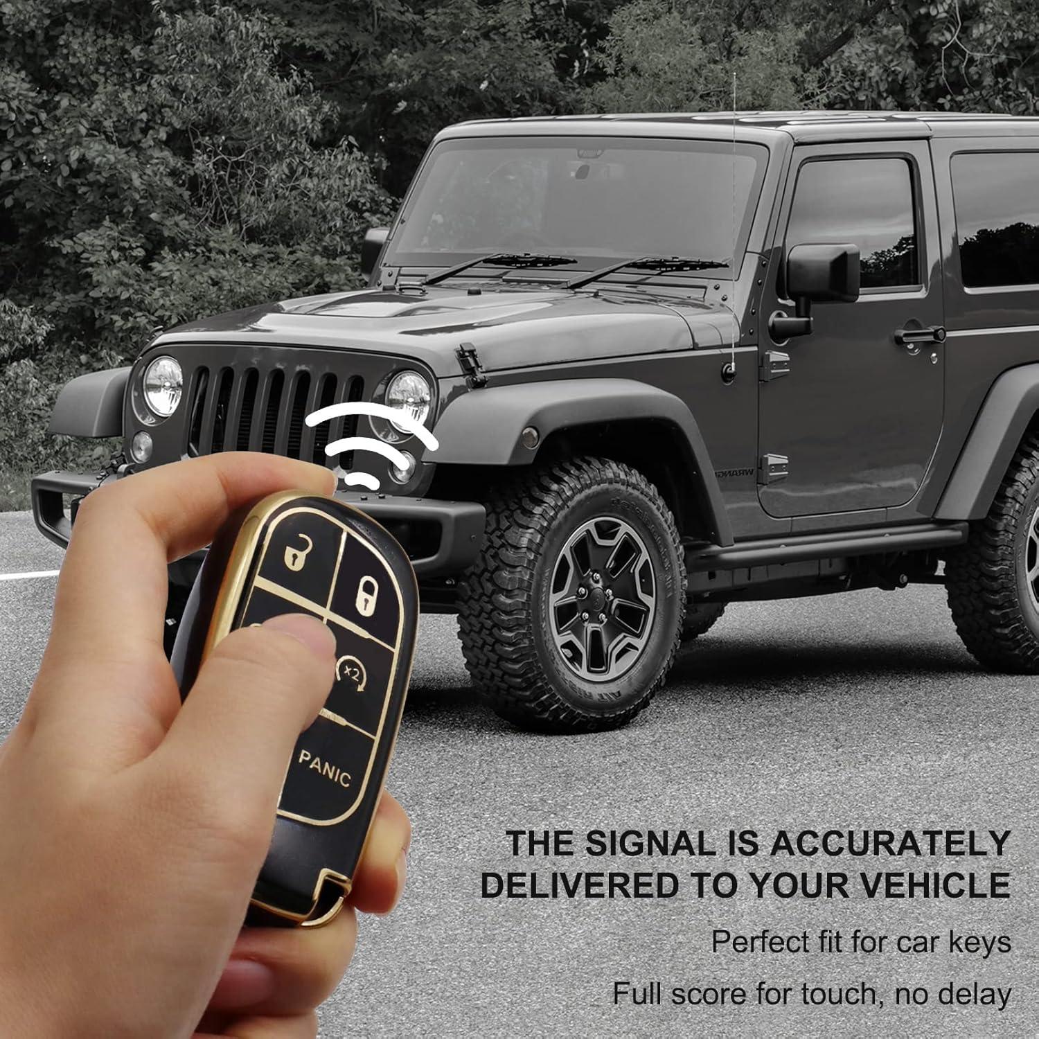 Funda de Llave SUNCARACCL para Jeep y Dodge - TPU Negro