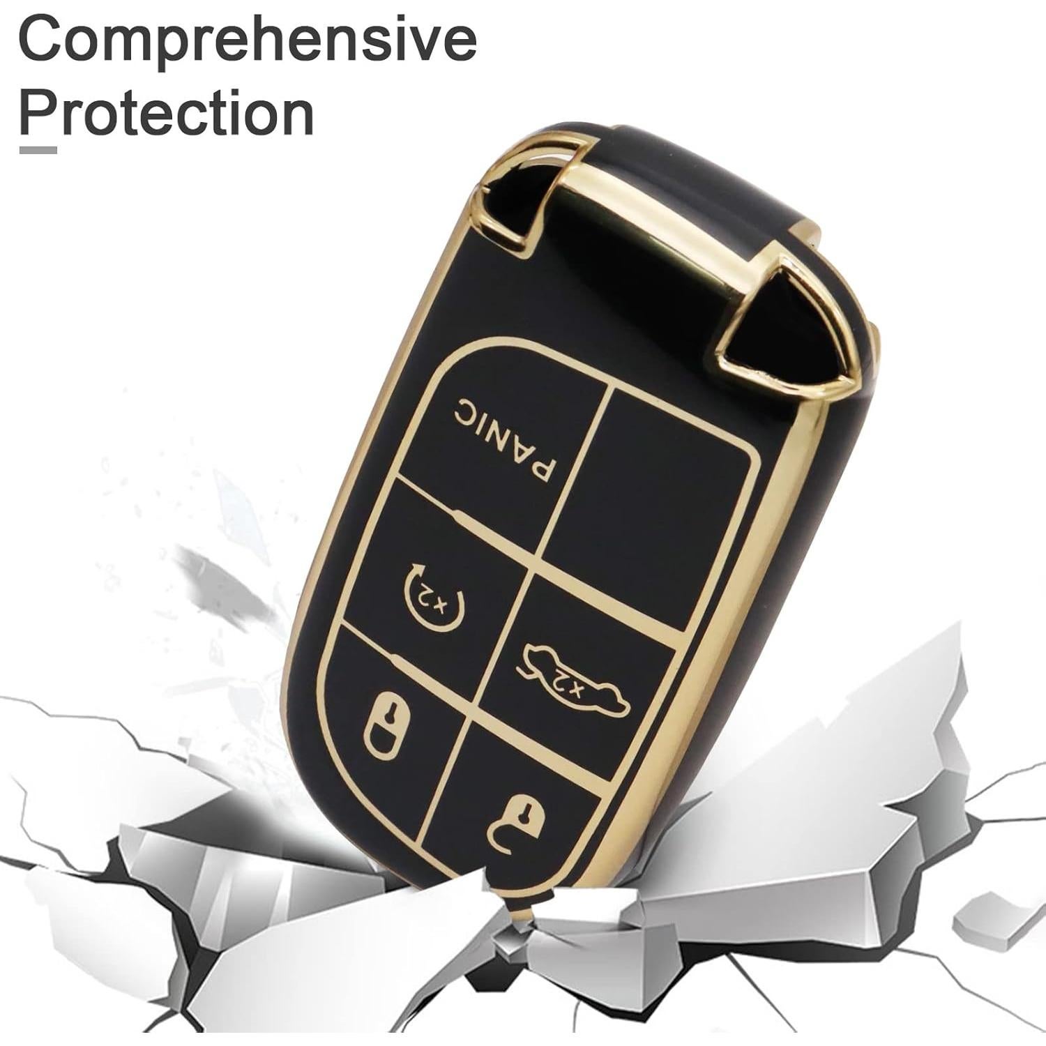 Funda de Llave SUNCARACCL para Jeep y Dodge - TPU Negro