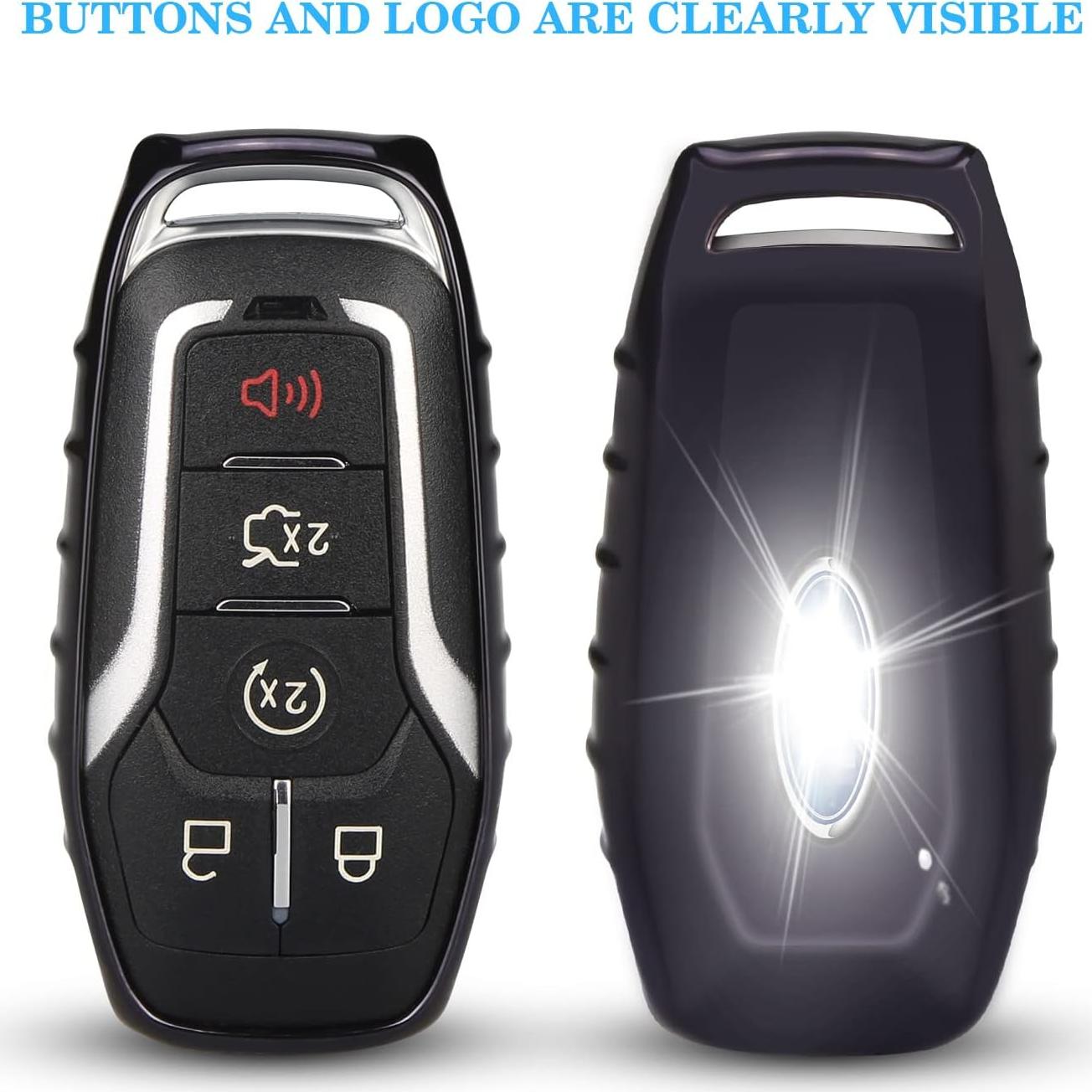 Funda de Llave TPU QBUC para Ford Fusion F-150 Mustang Negro