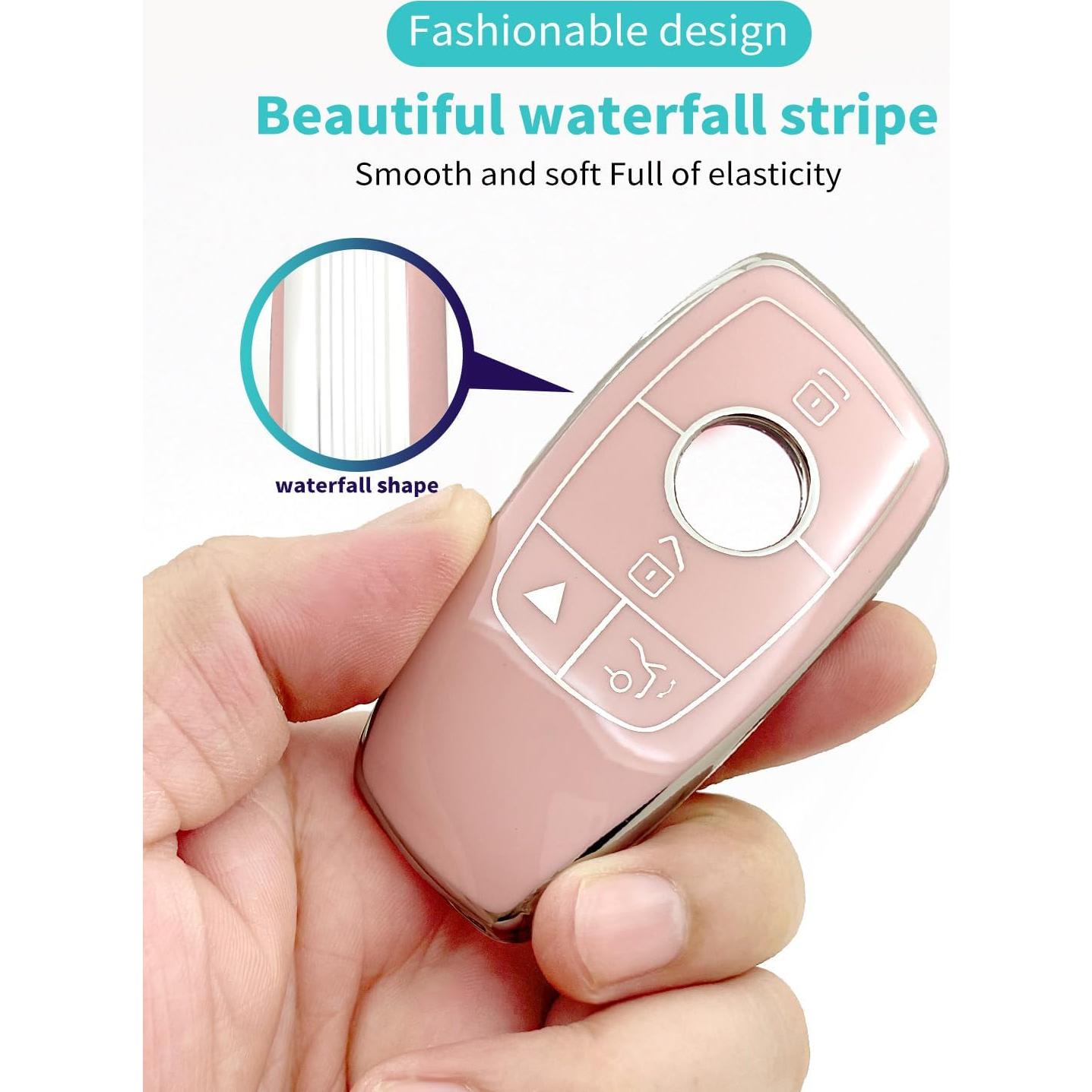 Funda de llave TPU rosa HAOYOUMEI para Mercedes Benz