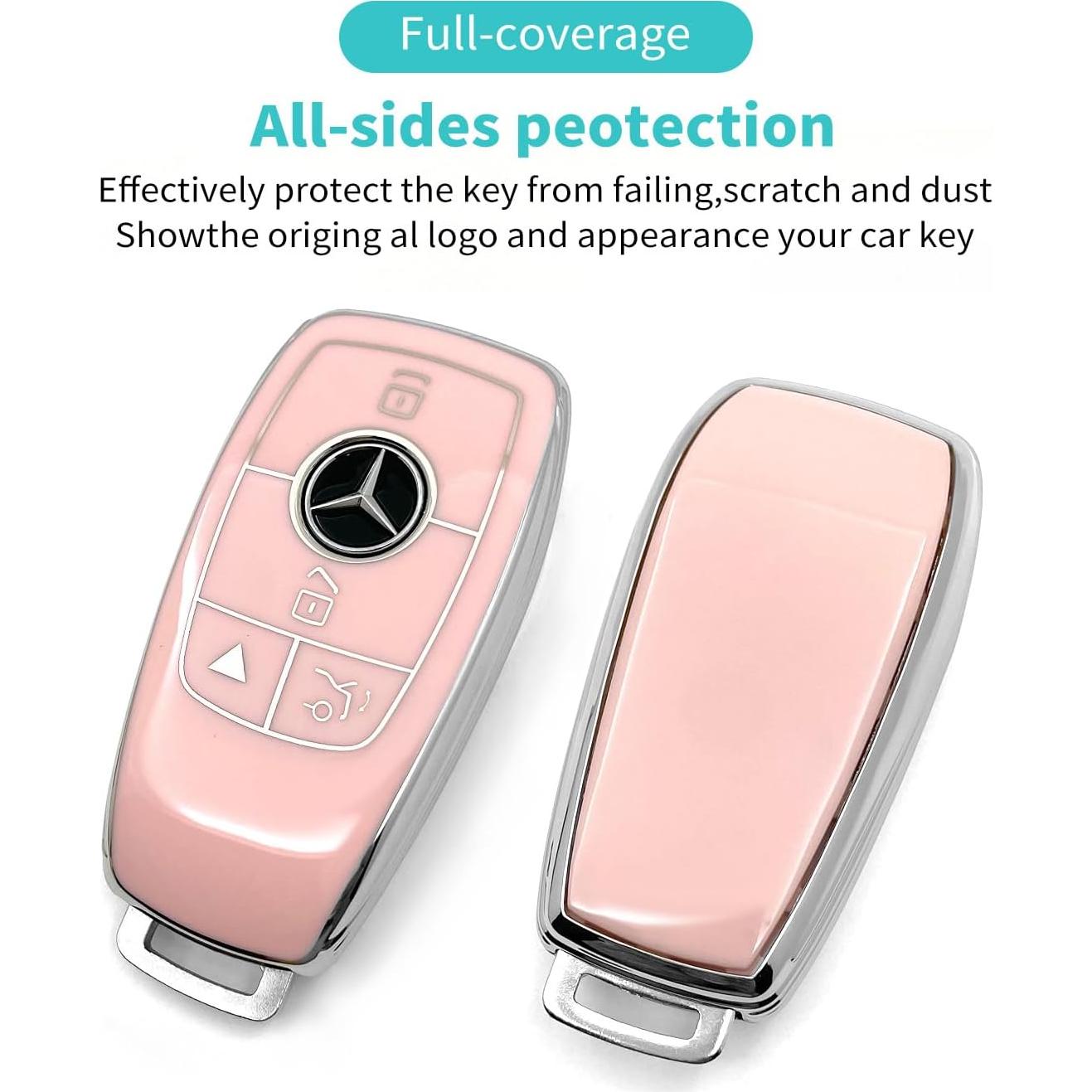 Funda de llave TPU rosa HAOYOUMEI para Mercedes Benz
