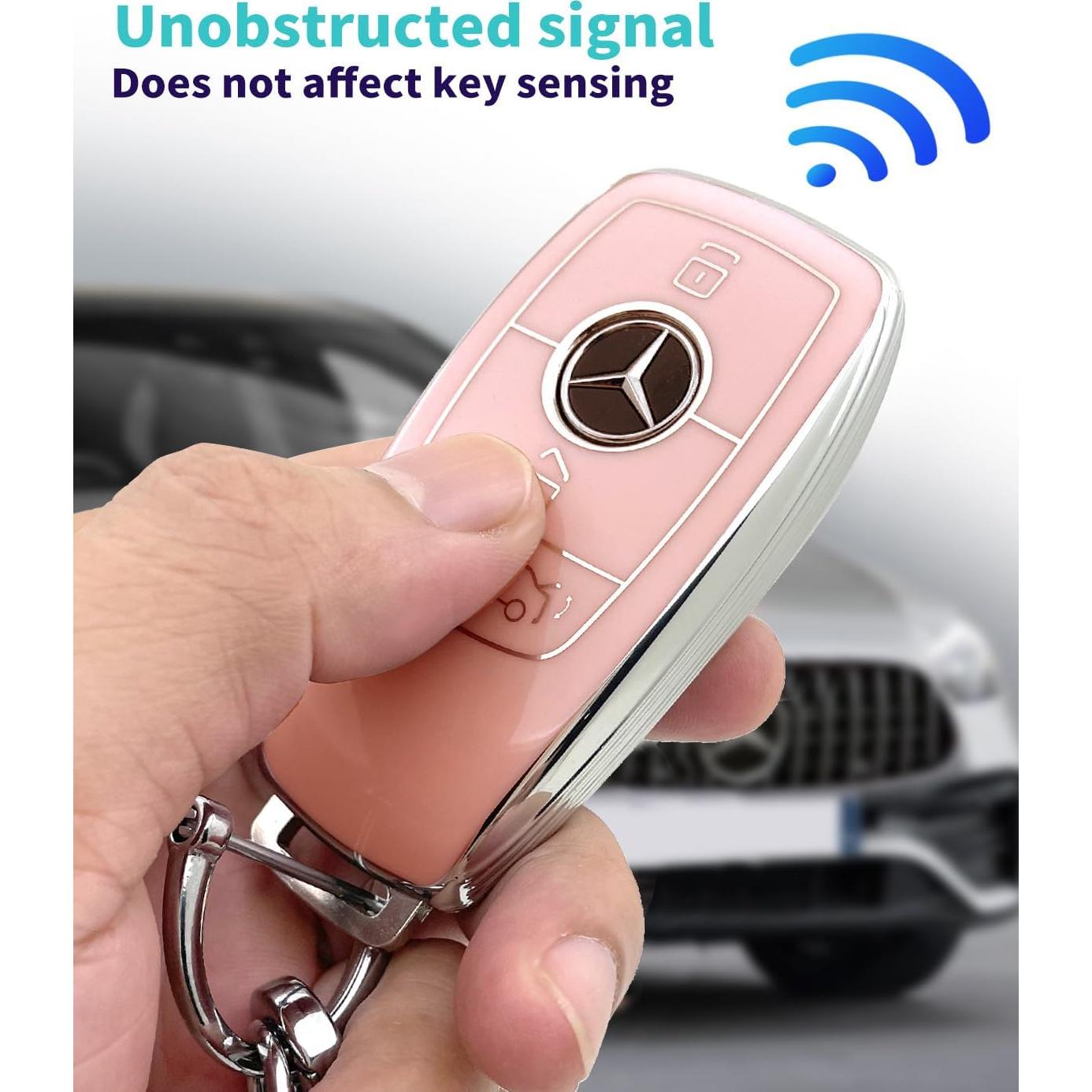 Funda de llave TPU rosa HAOYOUMEI para Mercedes Benz