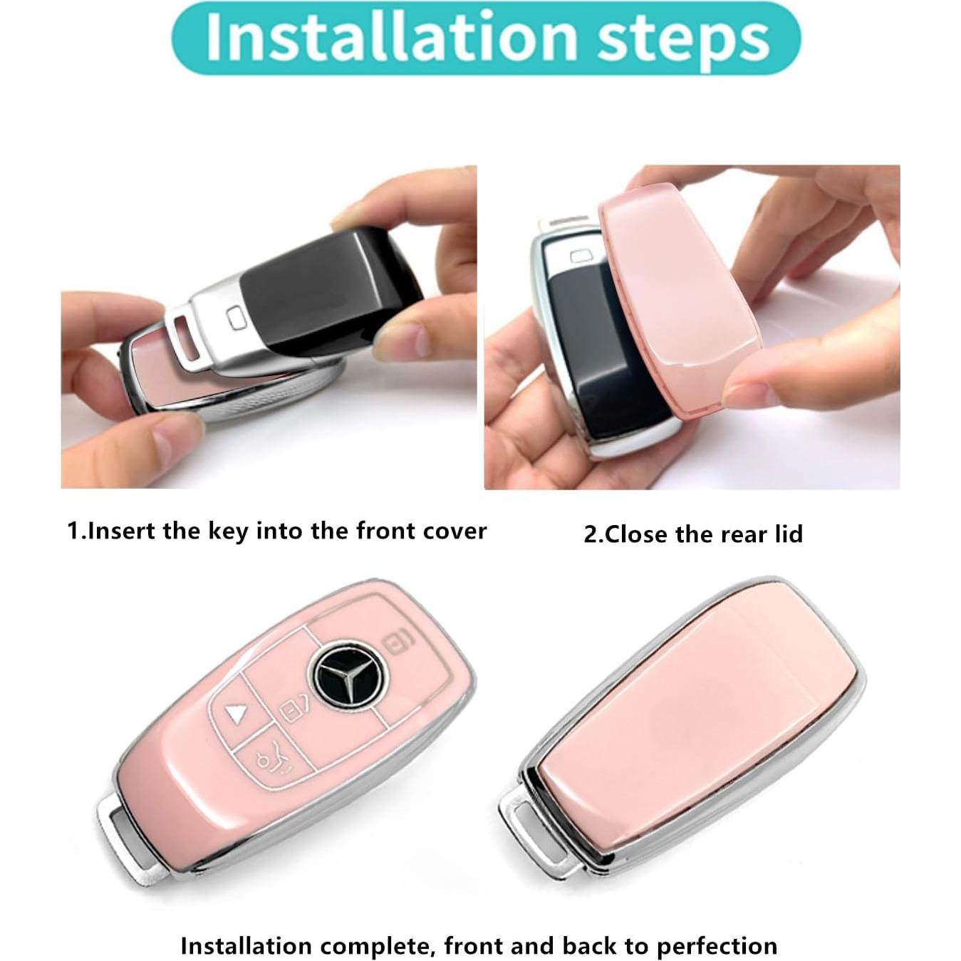 Funda de llave TPU rosa HAOYOUMEI para Mercedes Benz