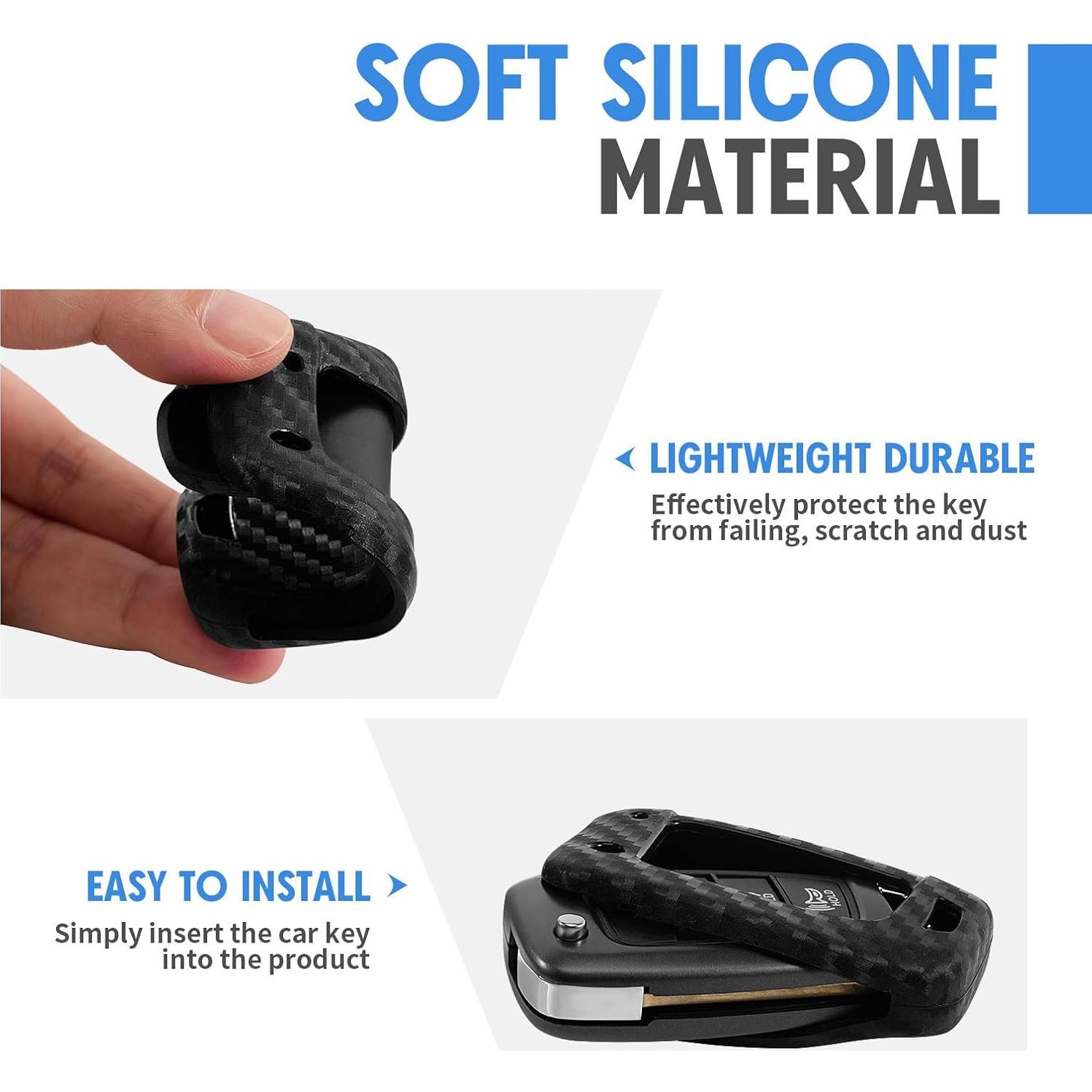 Funda de Llave Silicona Fibra de Carbono WORCAS Hyundai 3-4 Botón