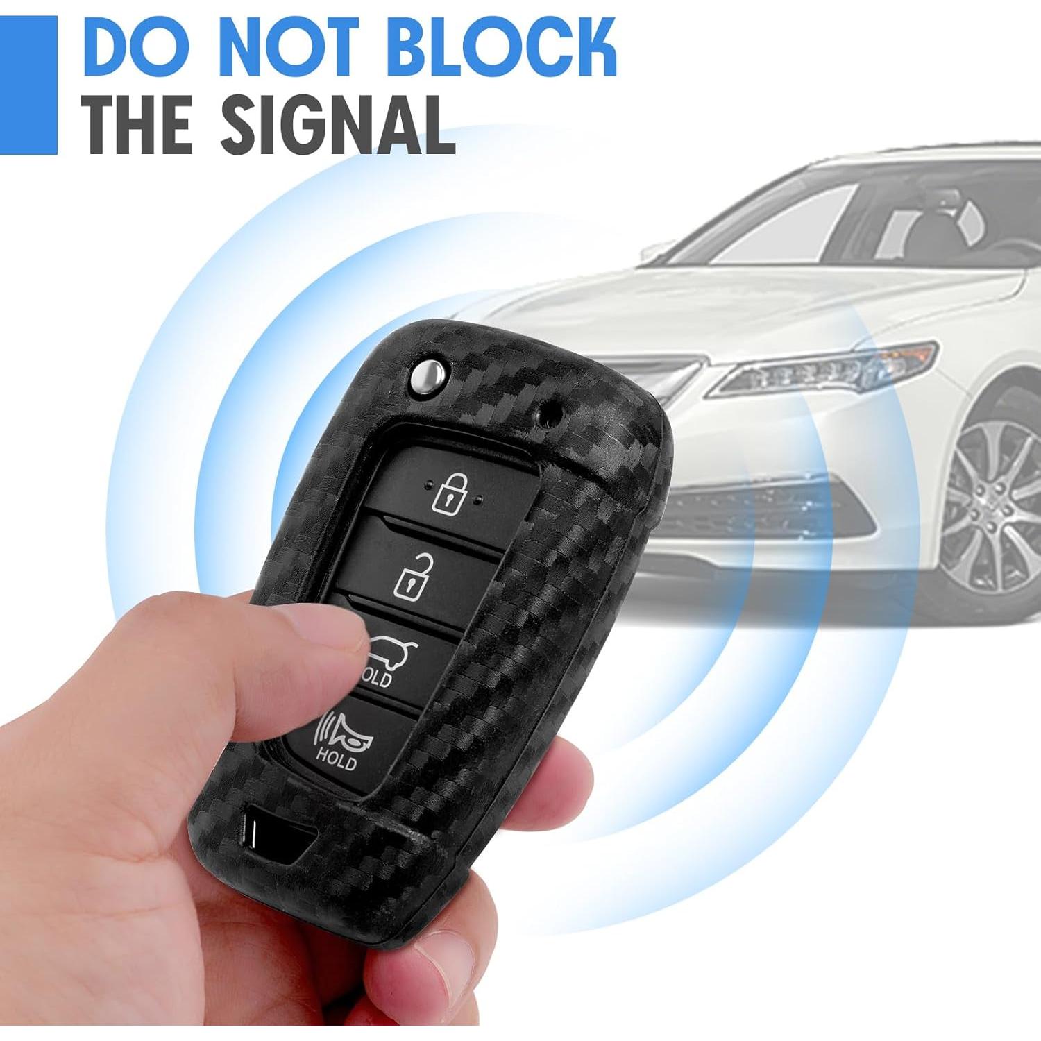 Funda de Llave Silicona Fibra de Carbono WORCAS Hyundai 3-4 Botón