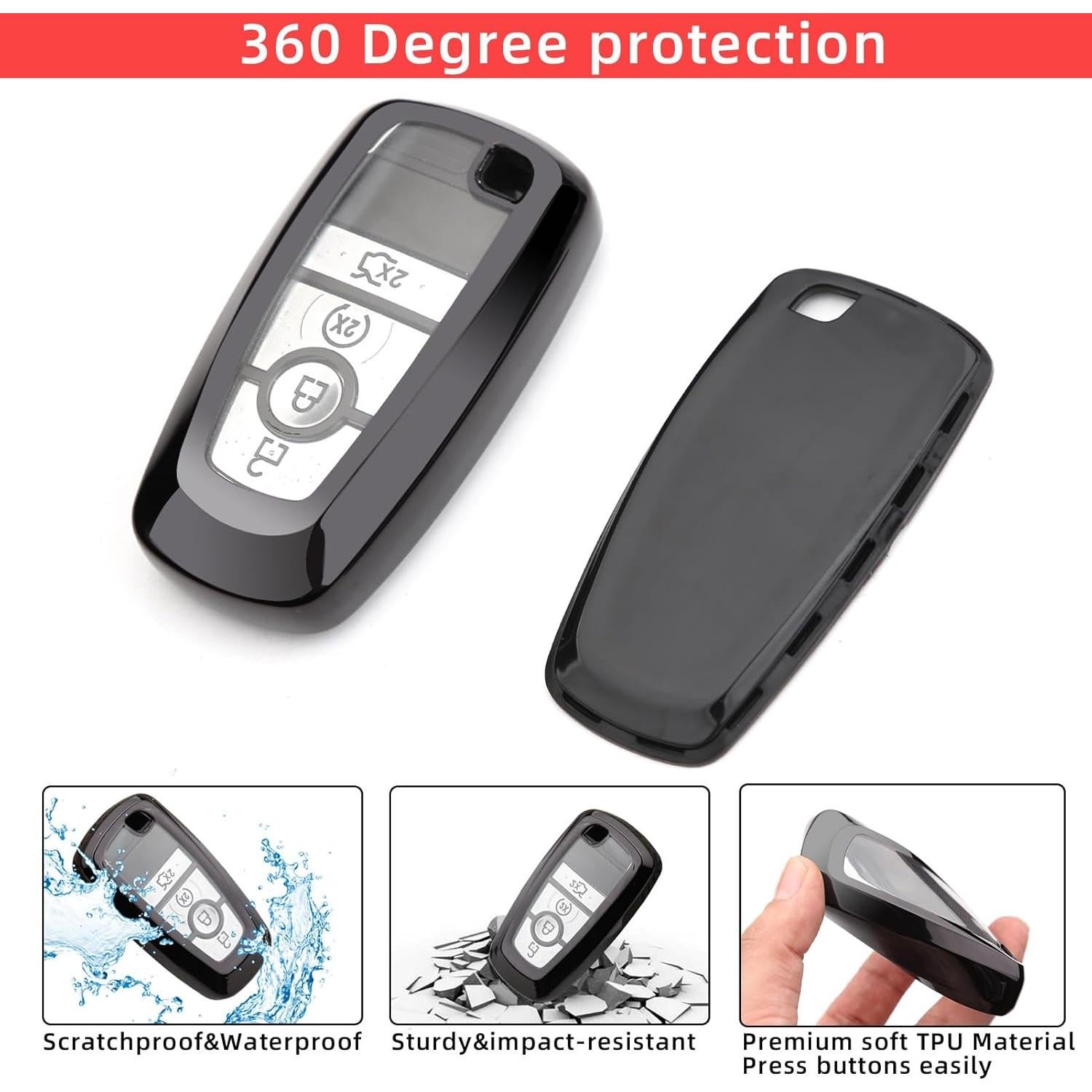 Funda de Llave de Coche Ford Juedarli con Llavero Negro