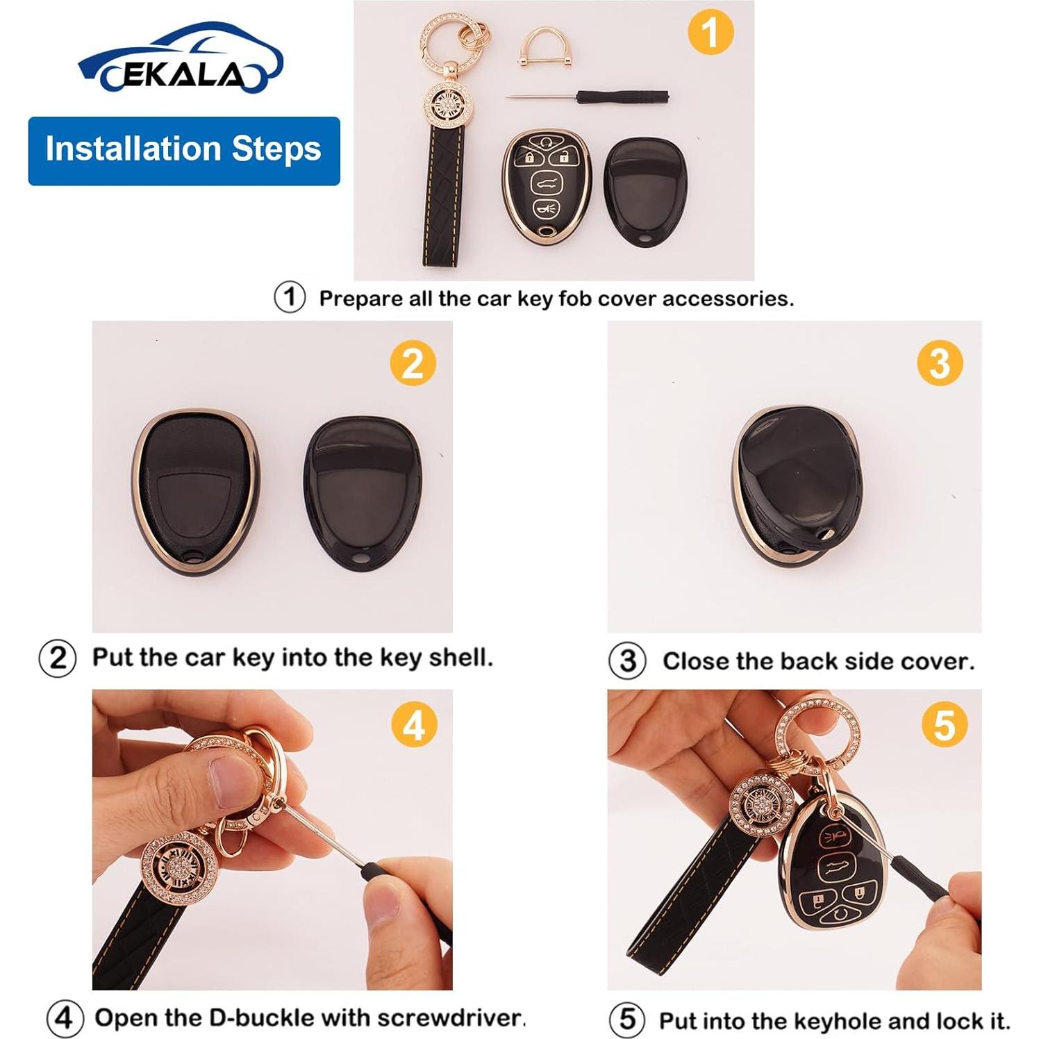 Cubierta de llavero TPU EKALA para Chevy/GMC/Cadillac 5 botones