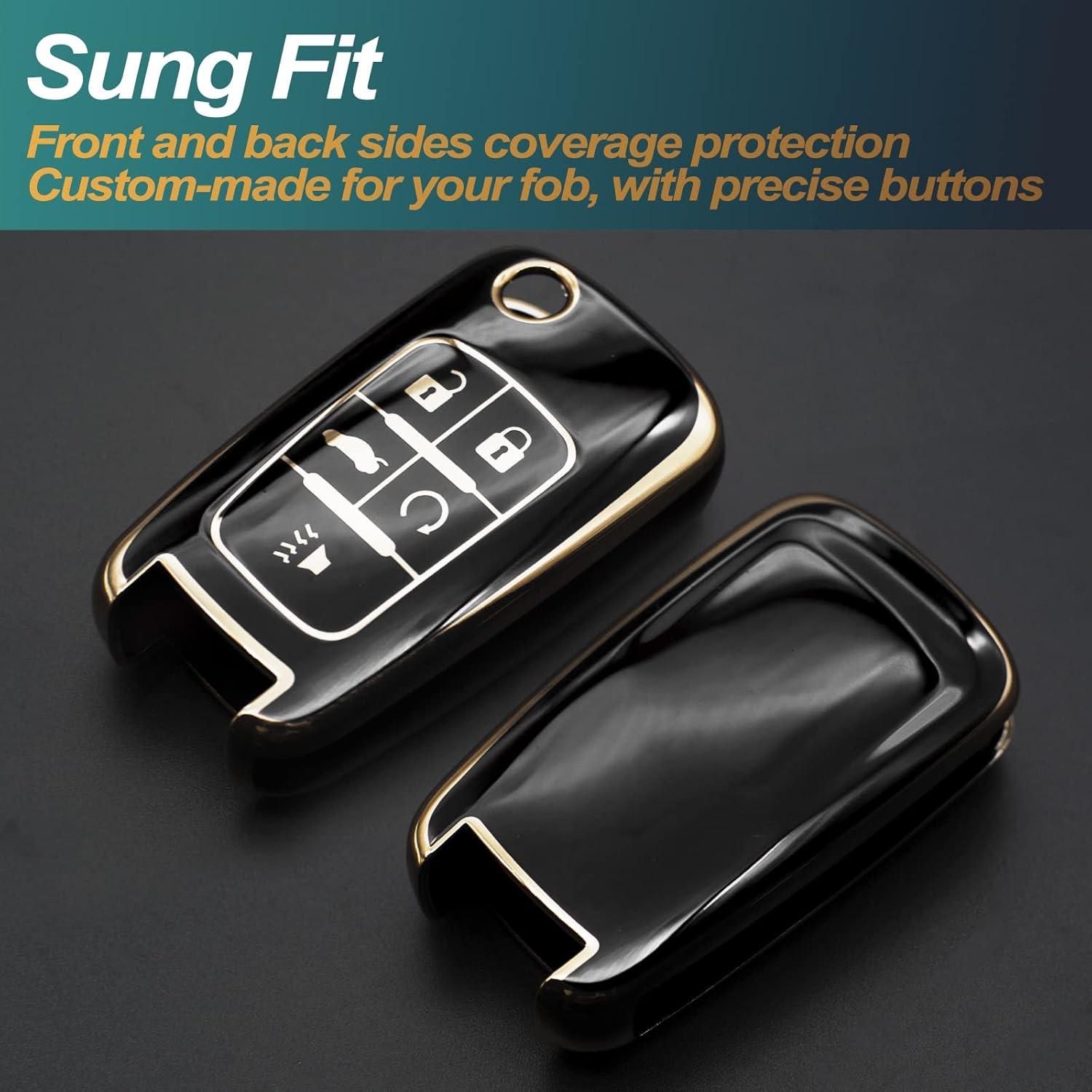 Cubierta de llavero FEYOUN para Chevy y Buick, TPU Negro