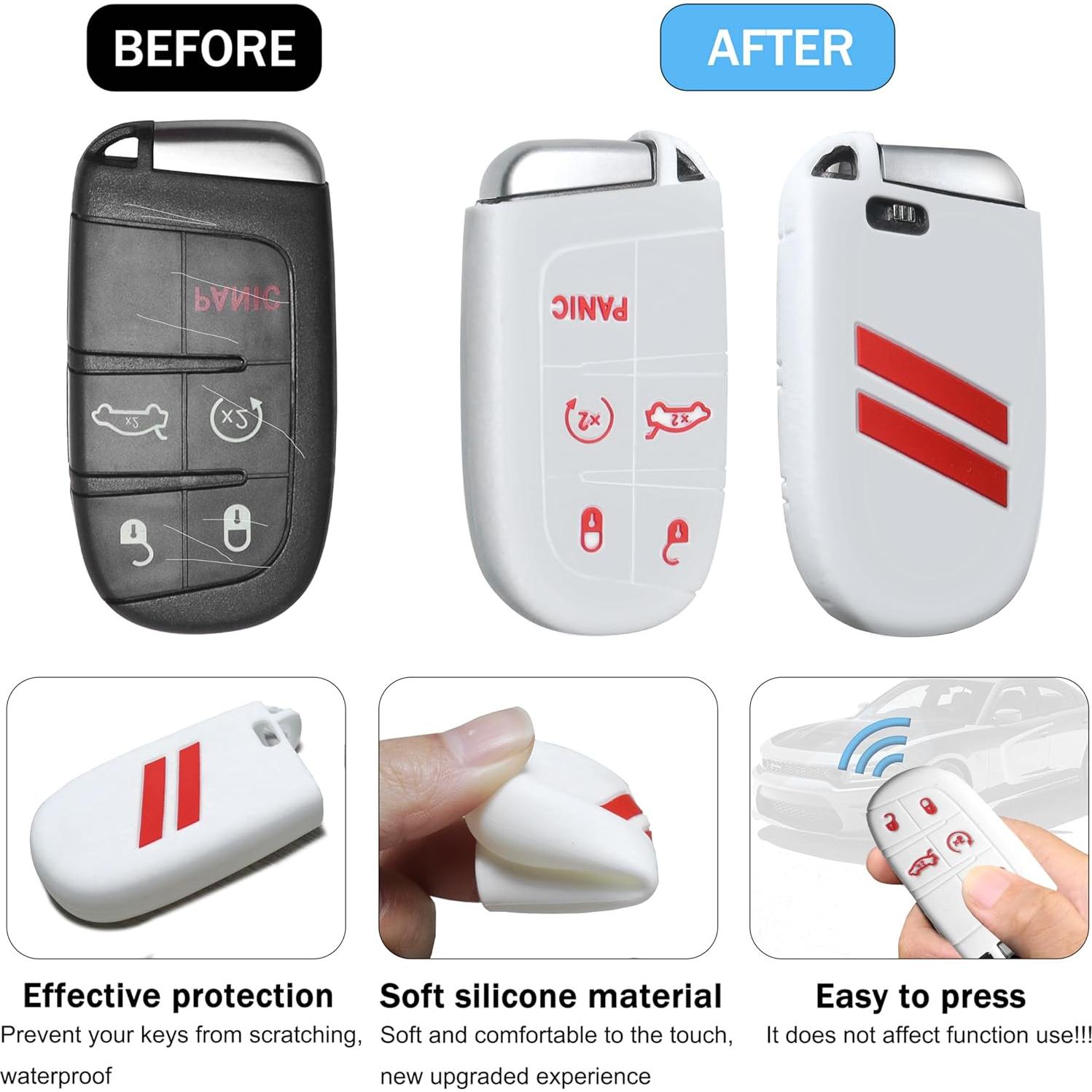 Funda de Llave de Silicona YOSRTER para Dodge 5 Botones