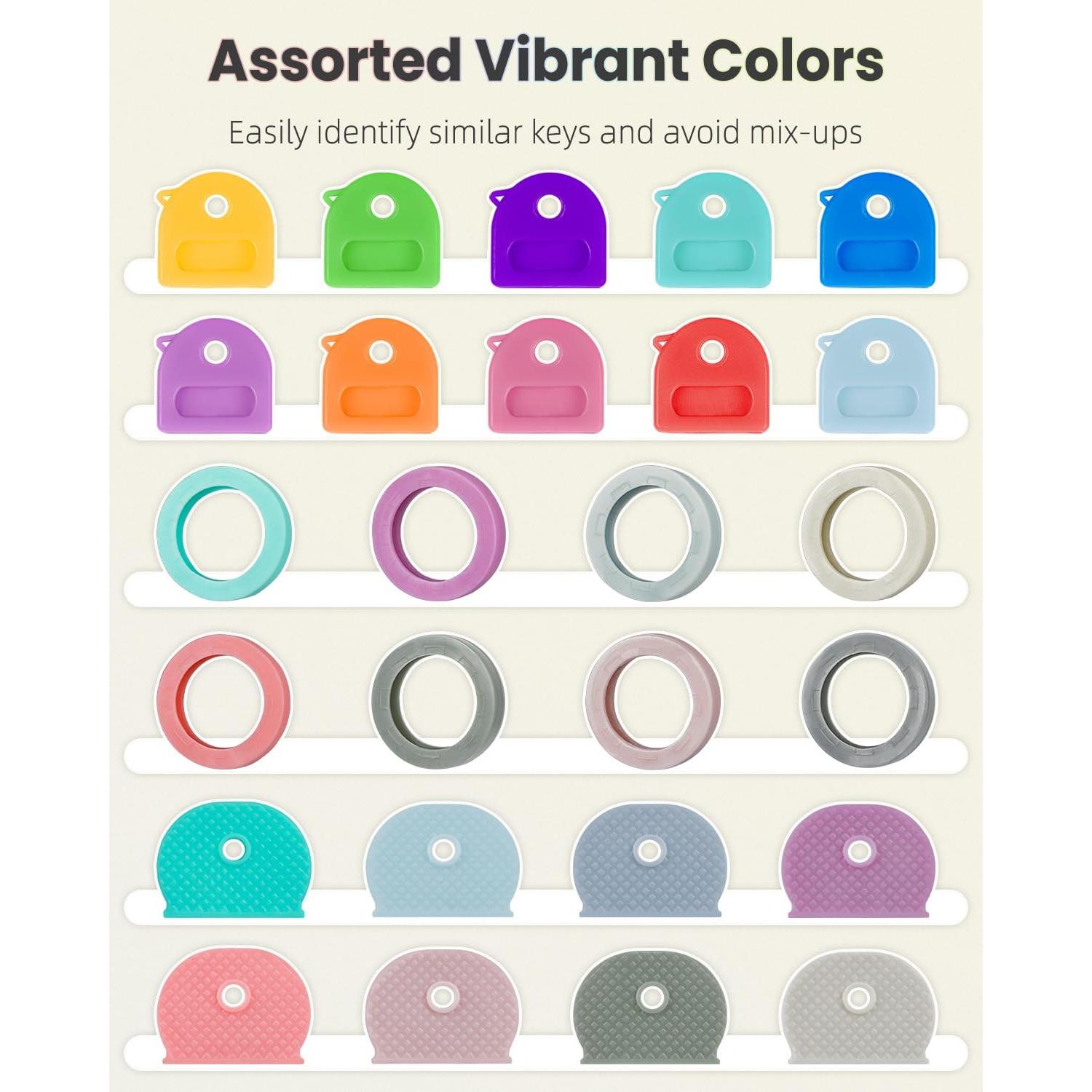Uniclife 52 Tapas de Llave Coloridas 1" y 0.9" de Plástico