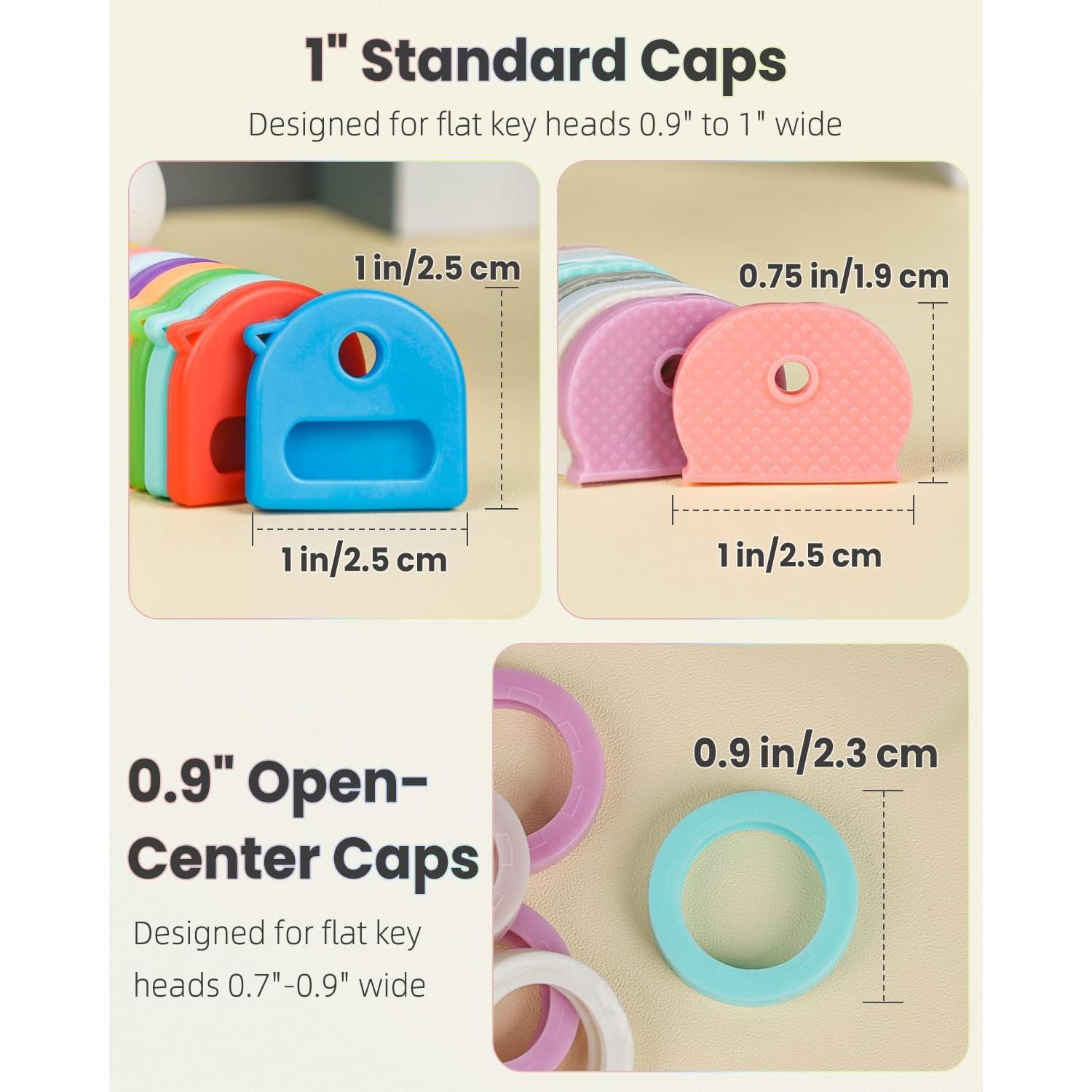 Uniclife 52 Tapas de Llave Coloridas 1" y 0.9" de Plástico