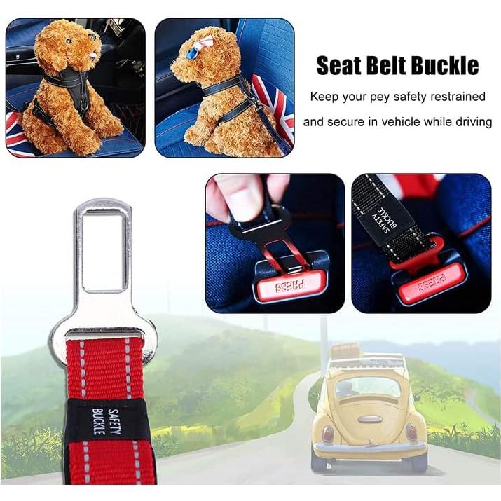 Dog Leash Bungee Multifunctional with Car Seatbelt for Large Dogs, Highly Reflective Threads Elastic Durable 3 to 5 Ft for Small Medium and Large Dogs, with LED Light Poop Bag Dispenser (Light Blue)