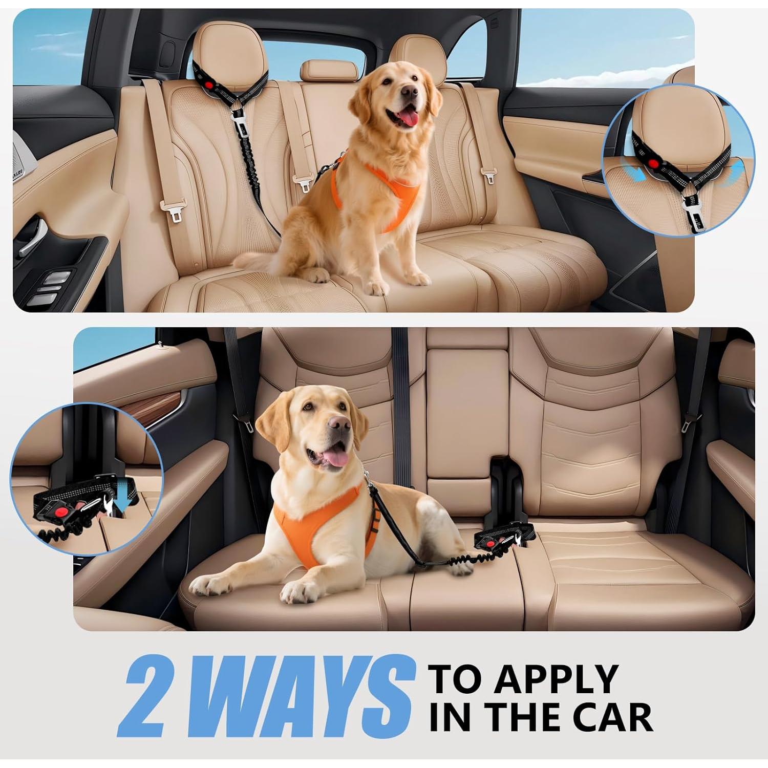 Cinturón de Seguridad para Perros ROUWINNE Ajustable Negro