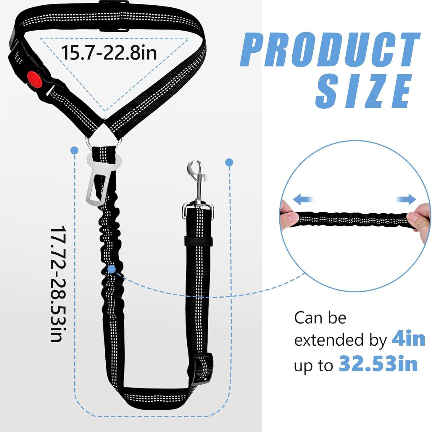 Cinturón de Seguridad para Perros ROUWINNE Ajustable Negro