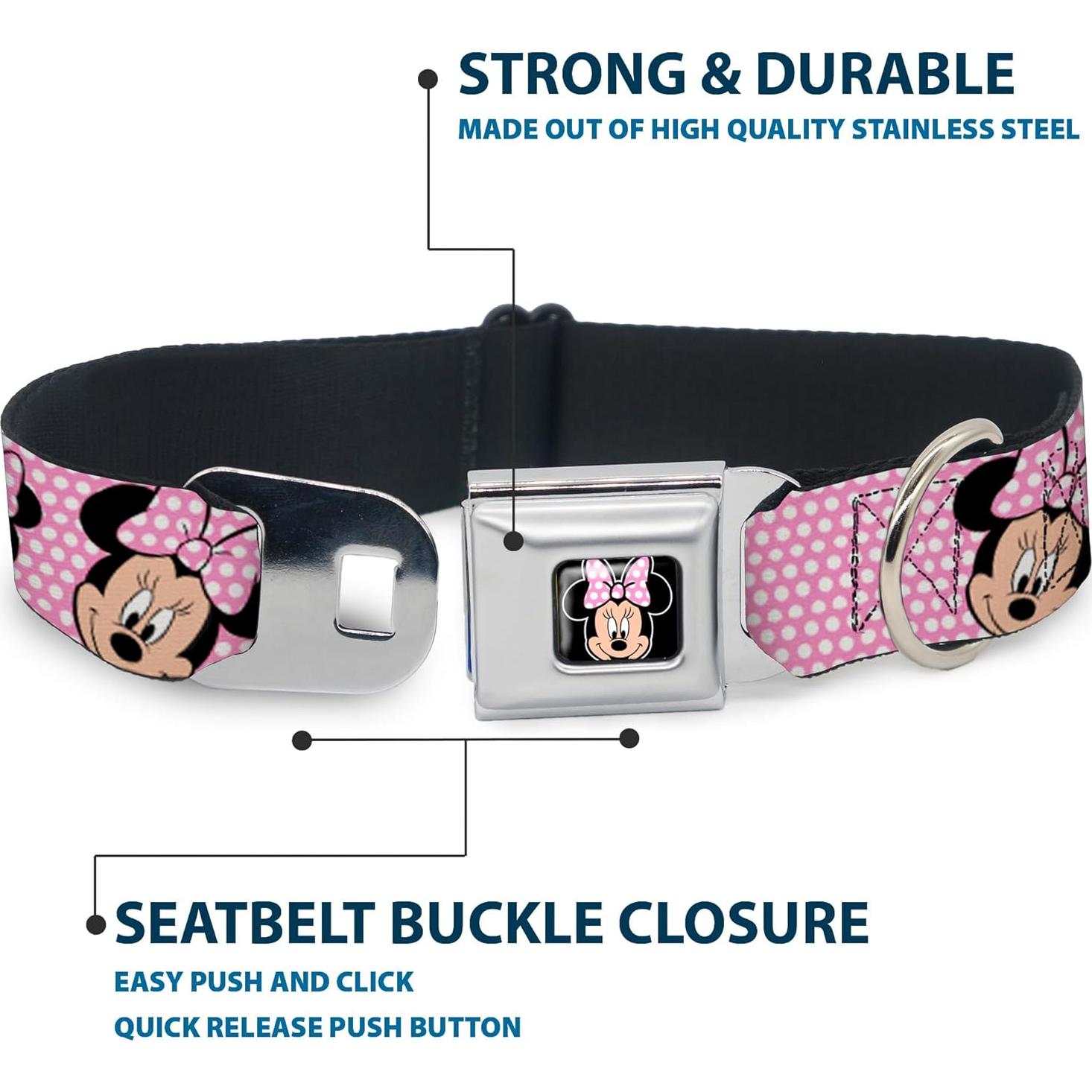 Collar para Perro Buckle-Down Minnie Mouse Rosa 3.81 cm Ancho