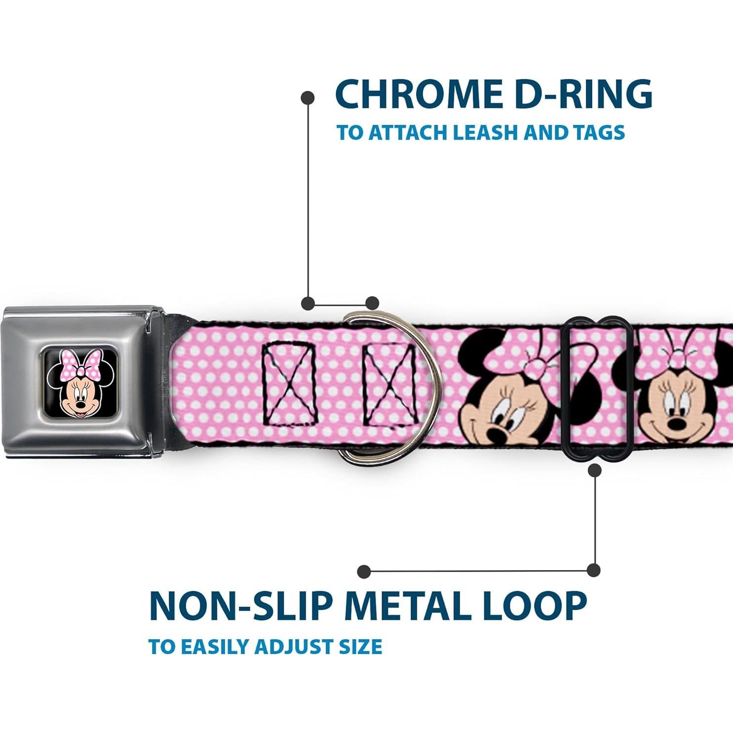 Collar para Perro Buckle-Down Minnie Mouse Rosa 3.81 cm Ancho