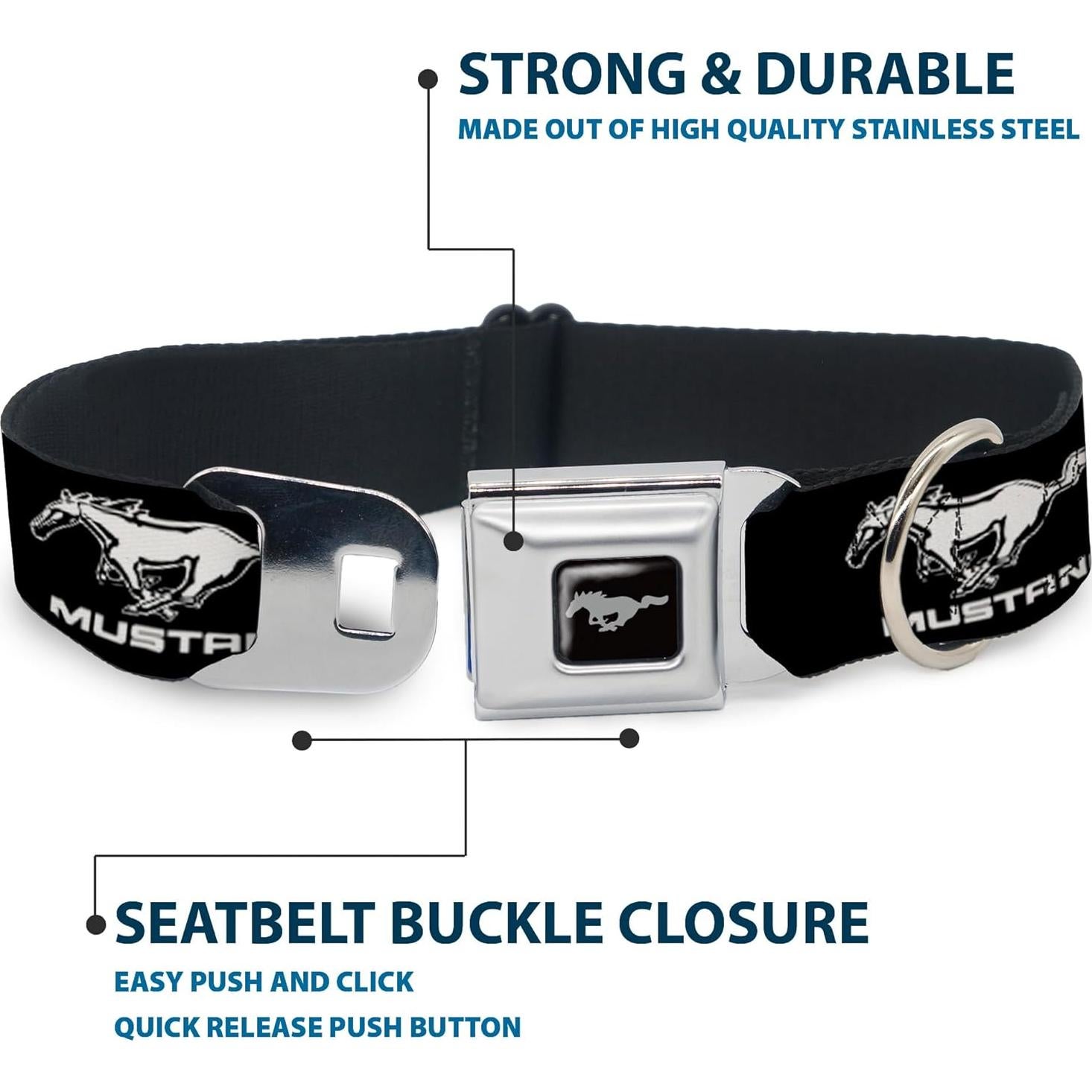 Collar para Perro Buckle-Down Ford Mustang Mediano 2.54 cm