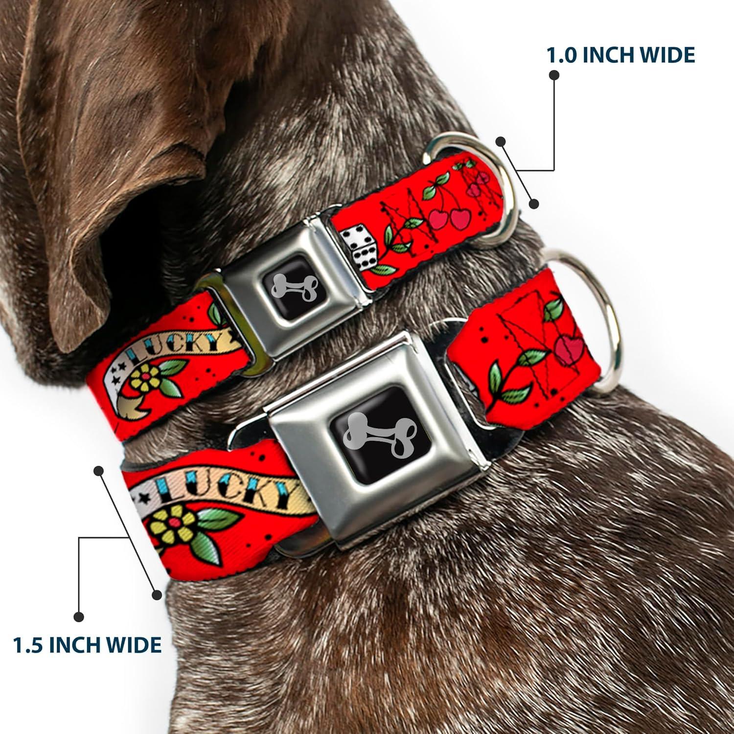 Collar de Perro Buckle-Down Rojo Suertudo 22.86-38.1 cm 2.54 cm