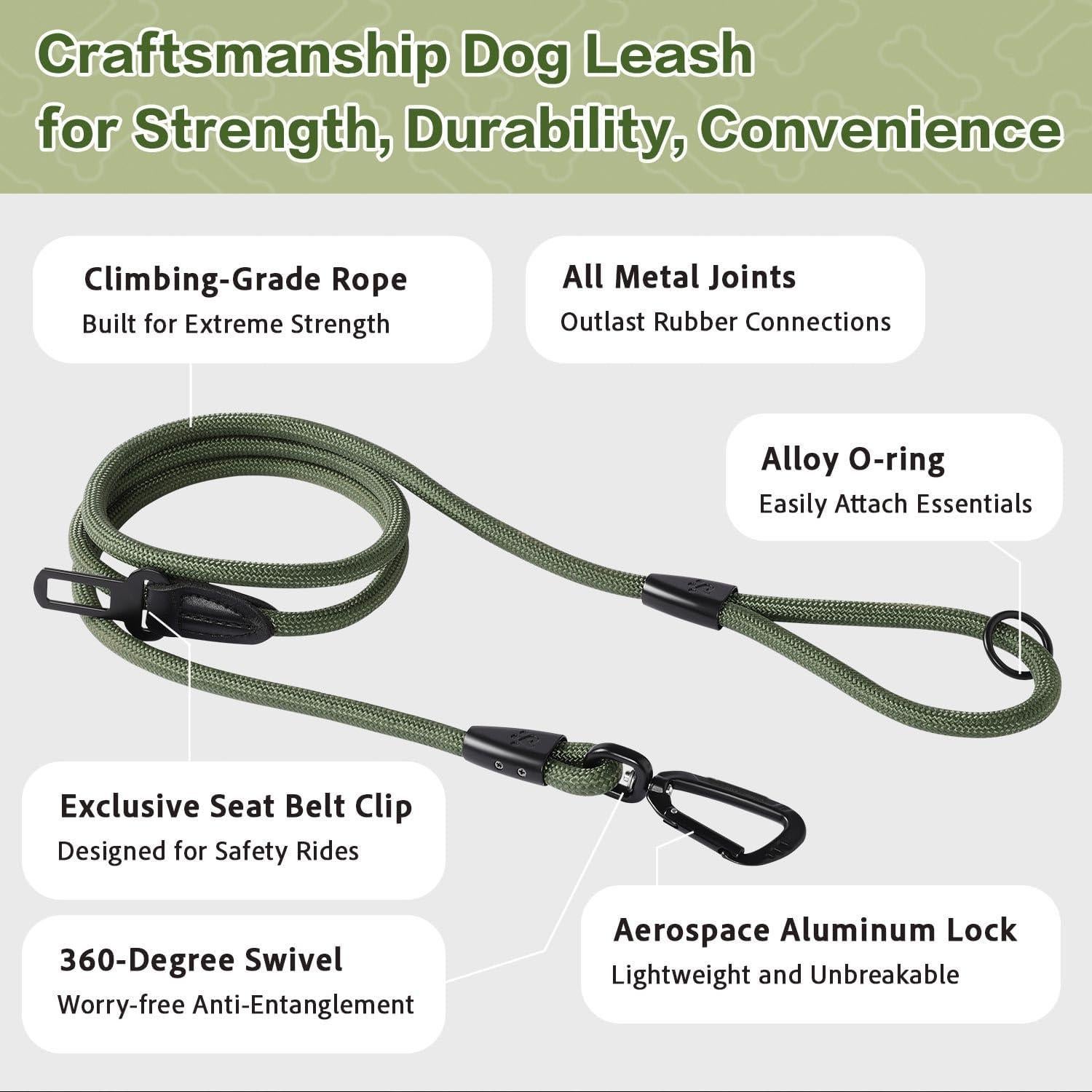 Correa para Perros PawsPassion 1.83m Verde Bosque 2-en-1