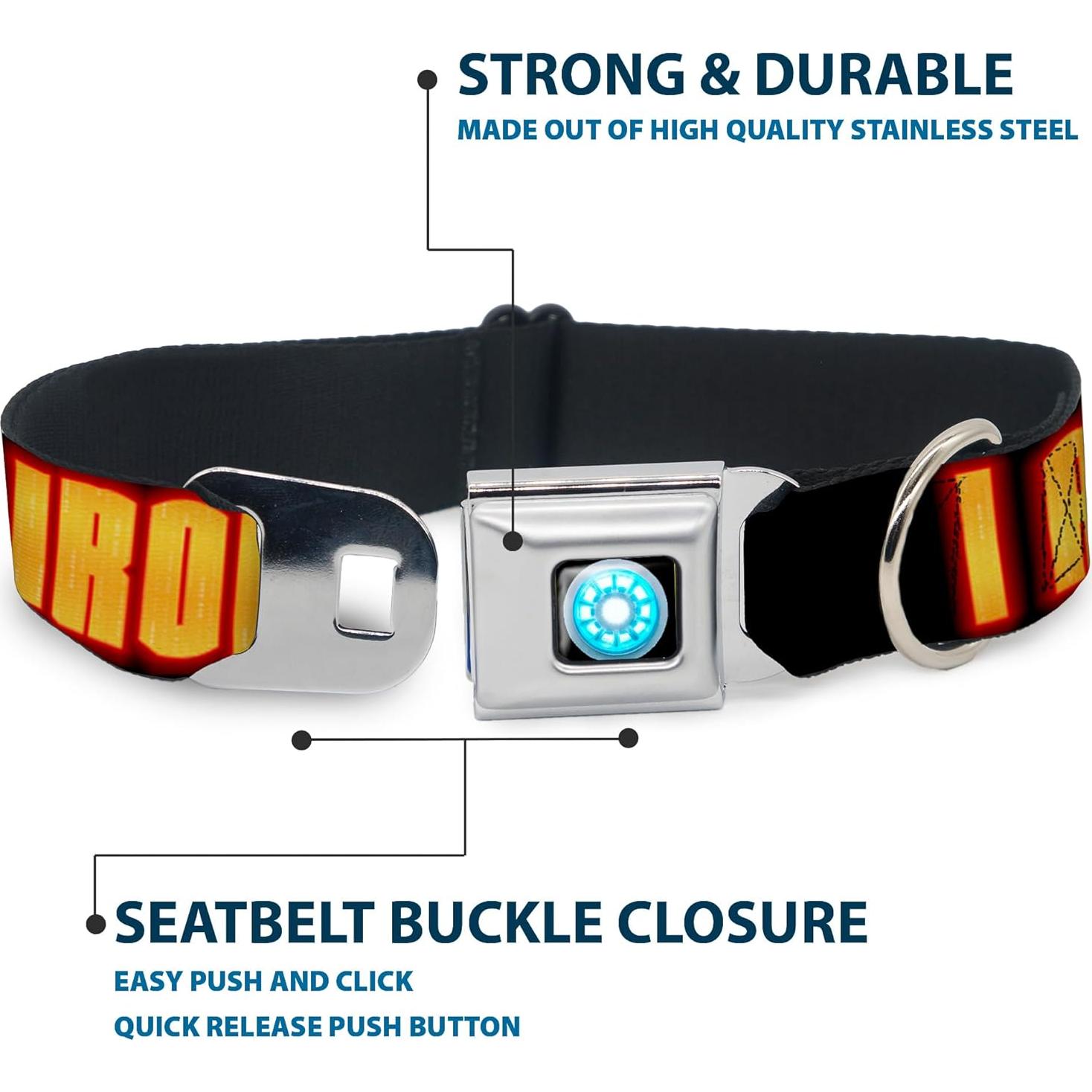 Collar de Perro Buckle-Down Iron Man 2.54 cm Ajustable Mediano