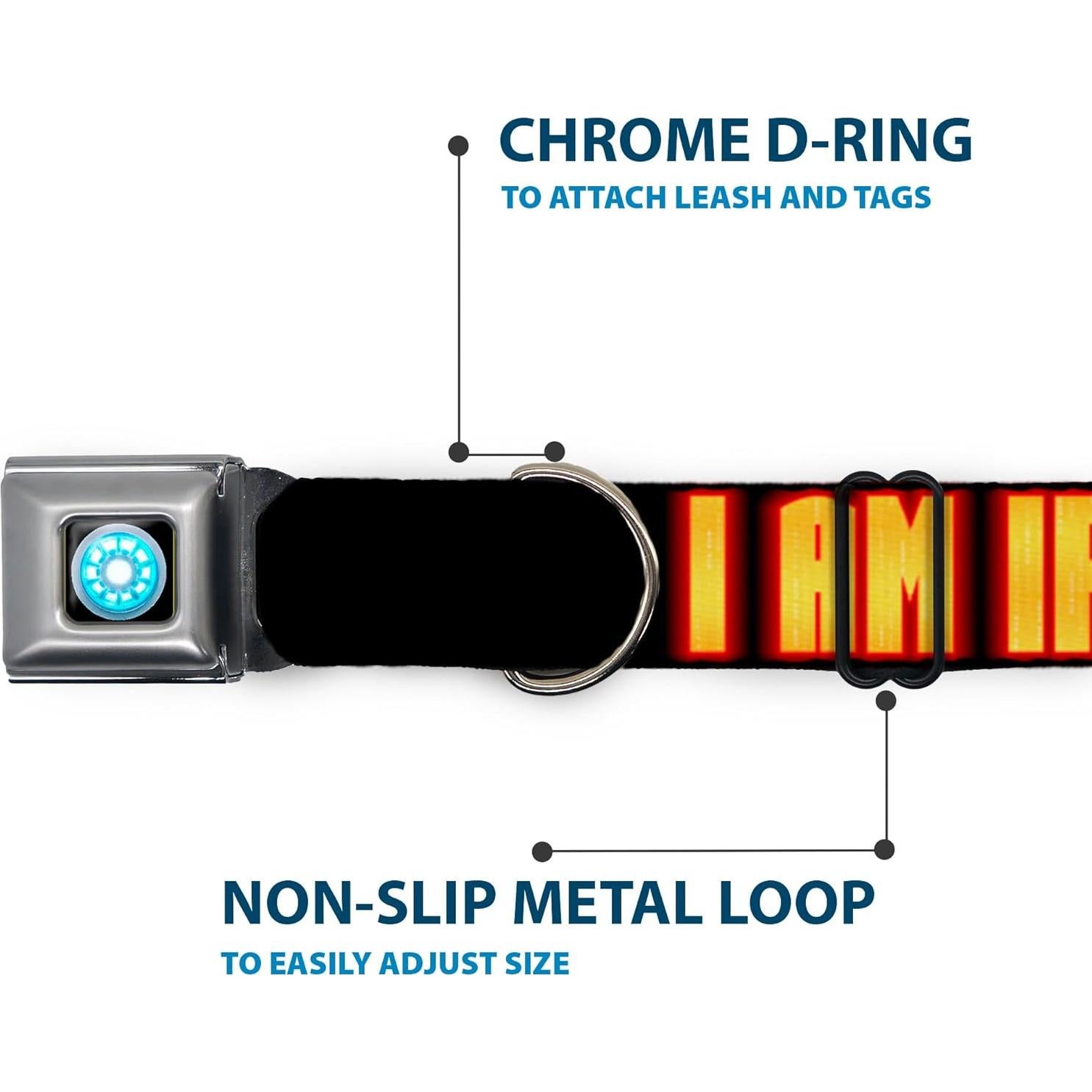 Collar de Perro Buckle-Down Iron Man 2.54 cm Ajustable Mediano