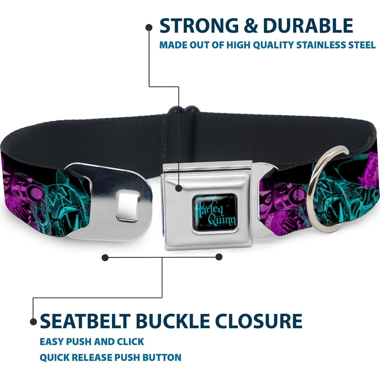 Collar de Perro Mediano Buckle-Down DC Comics Harley Quinn 3.81 cm