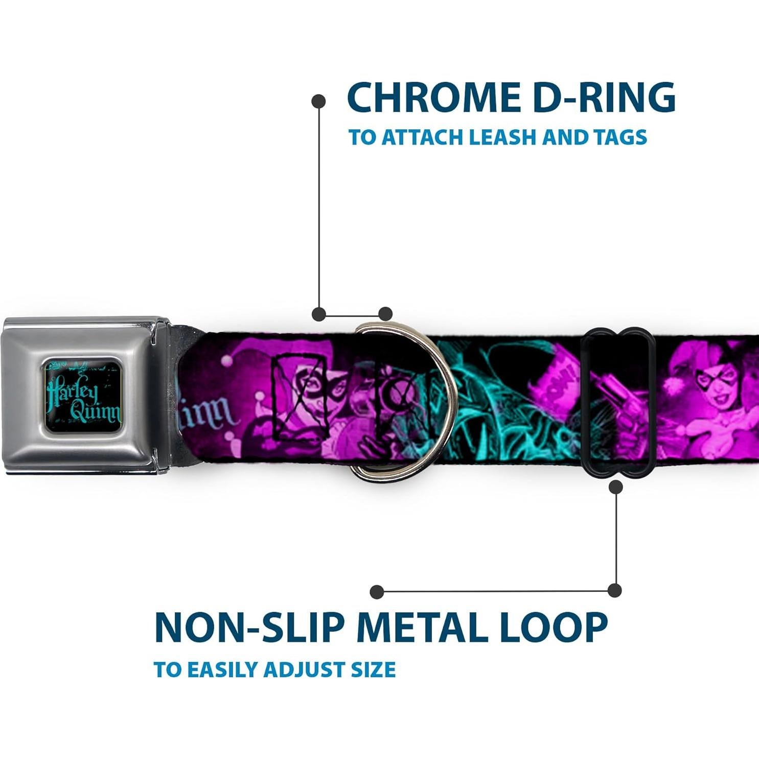 Collar de Perro Mediano Buckle-Down DC Comics Harley Quinn 3.81 cm
