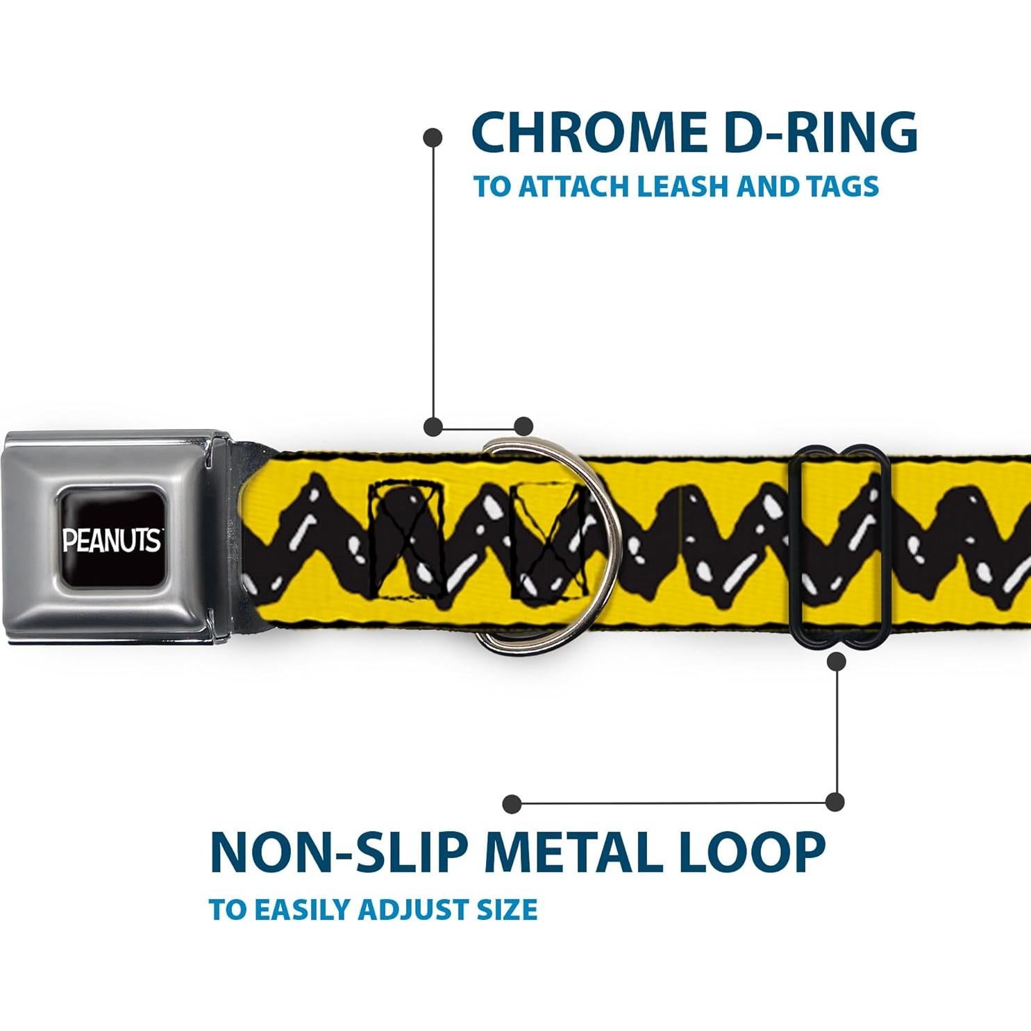 Collar para Perro Peanuts Buckle-Down 11-16.5" Amarillo Negro