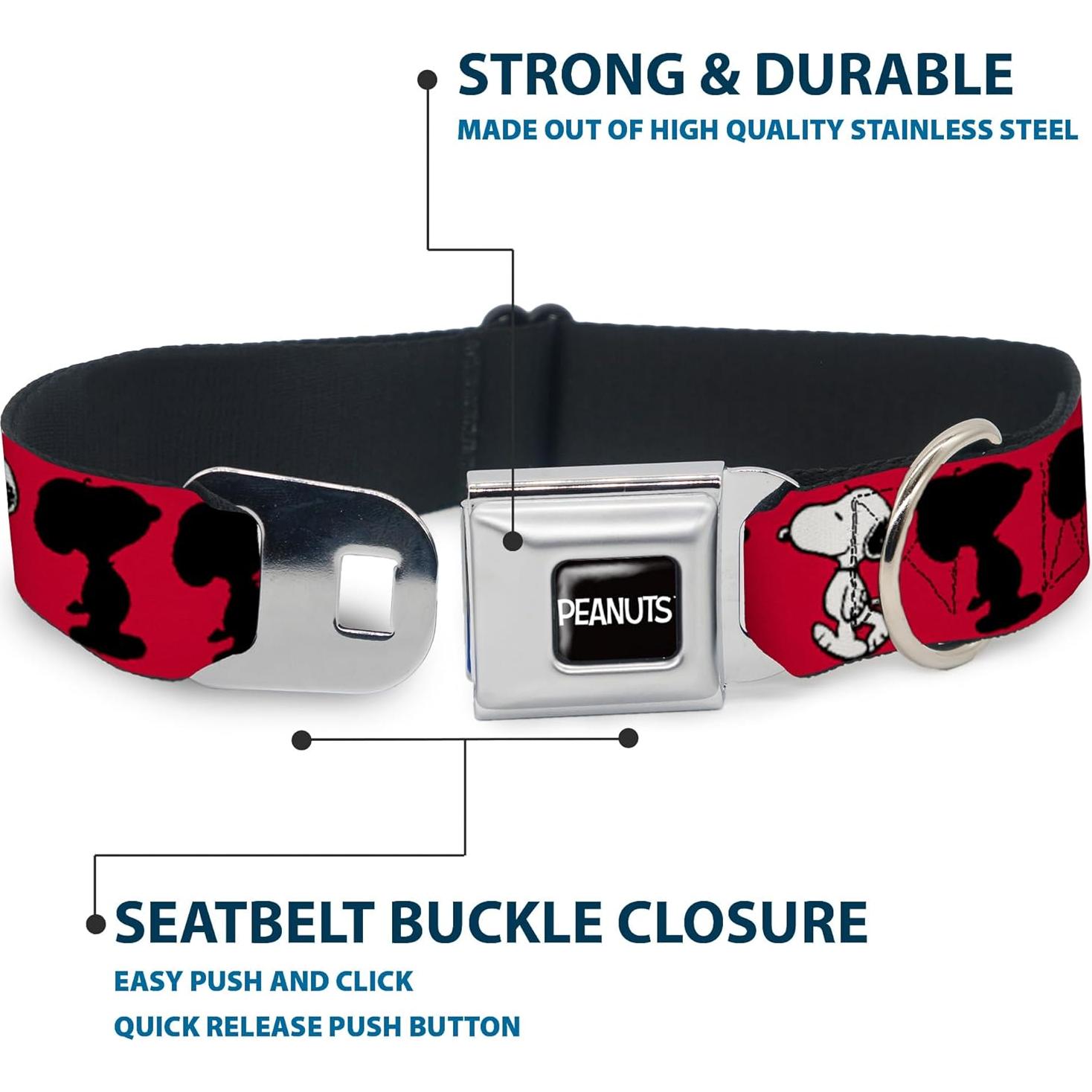 Collar para Perro Peanuts Buckle-Down 33-43 cm Rojo Negro