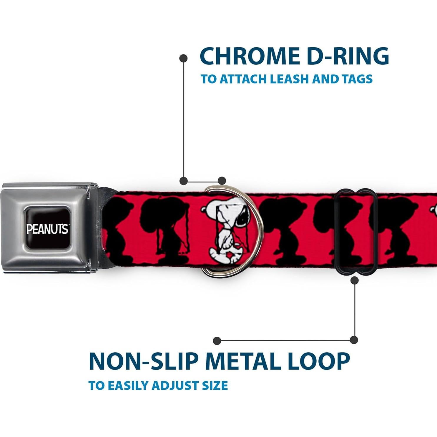 Collar para Perro Peanuts Buckle-Down 33-43 cm Rojo Negro