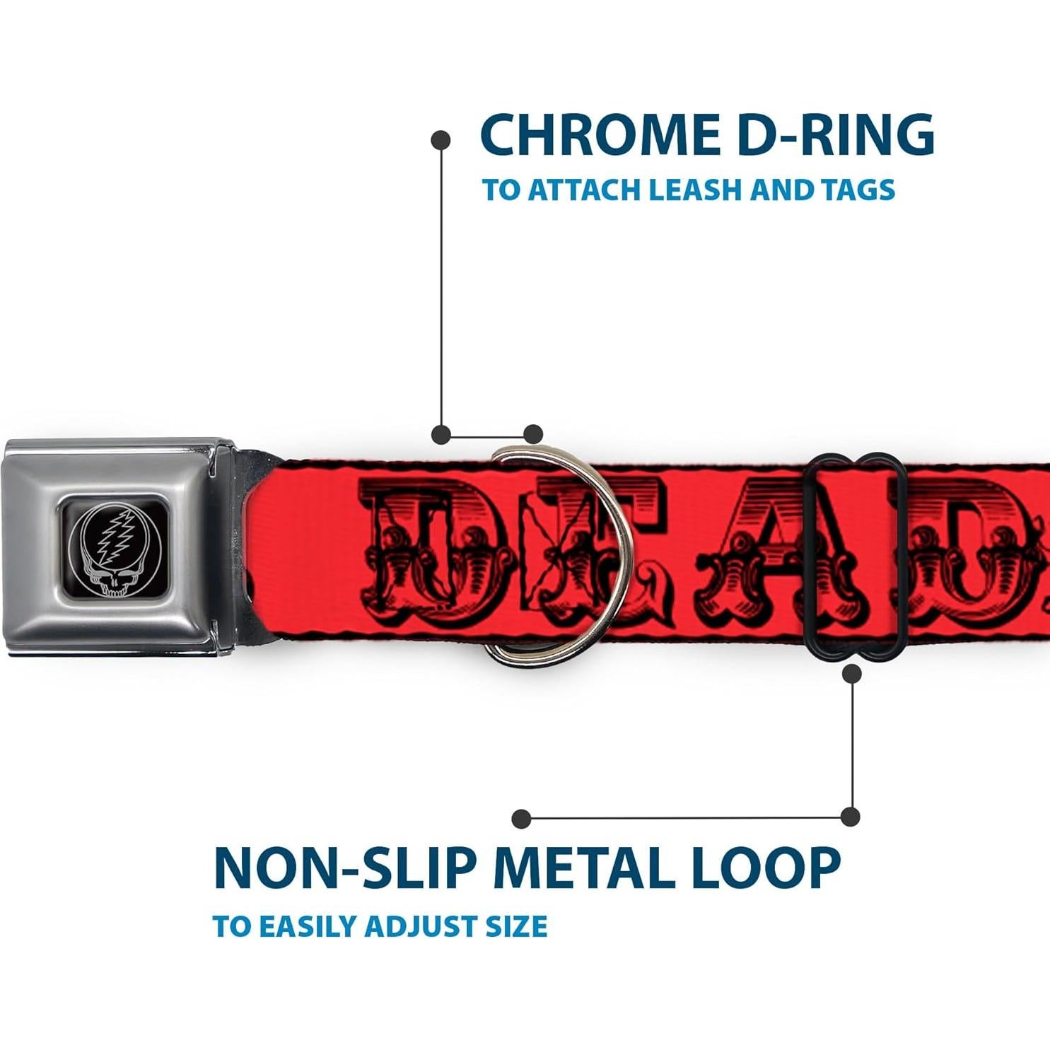 Collar para Perros Grateful Dead con Hebilla de Seguridad 50.8-78.7 cm