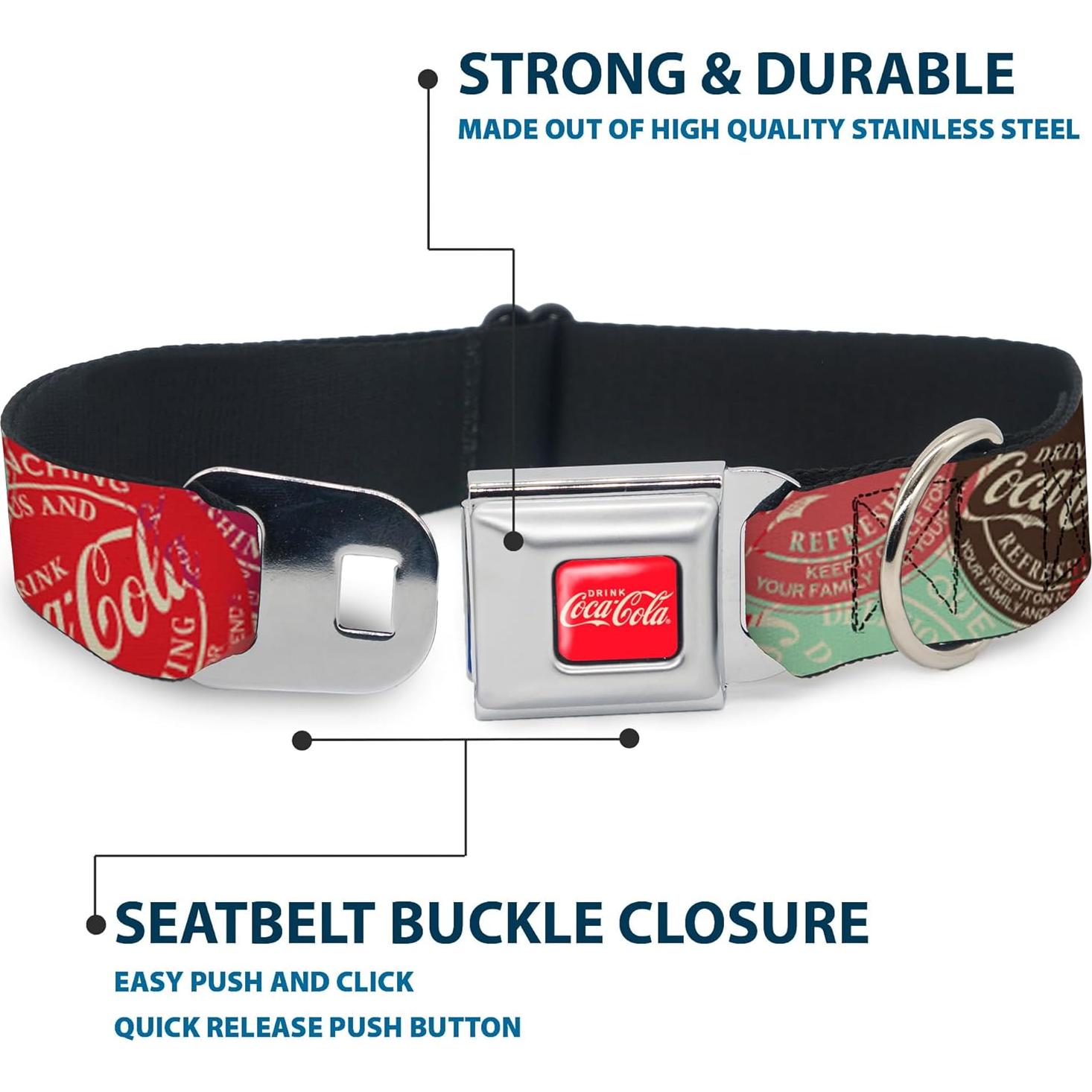 Collar para Perro Coca-Cola con Hebilla de Seguridad 38-61 cm