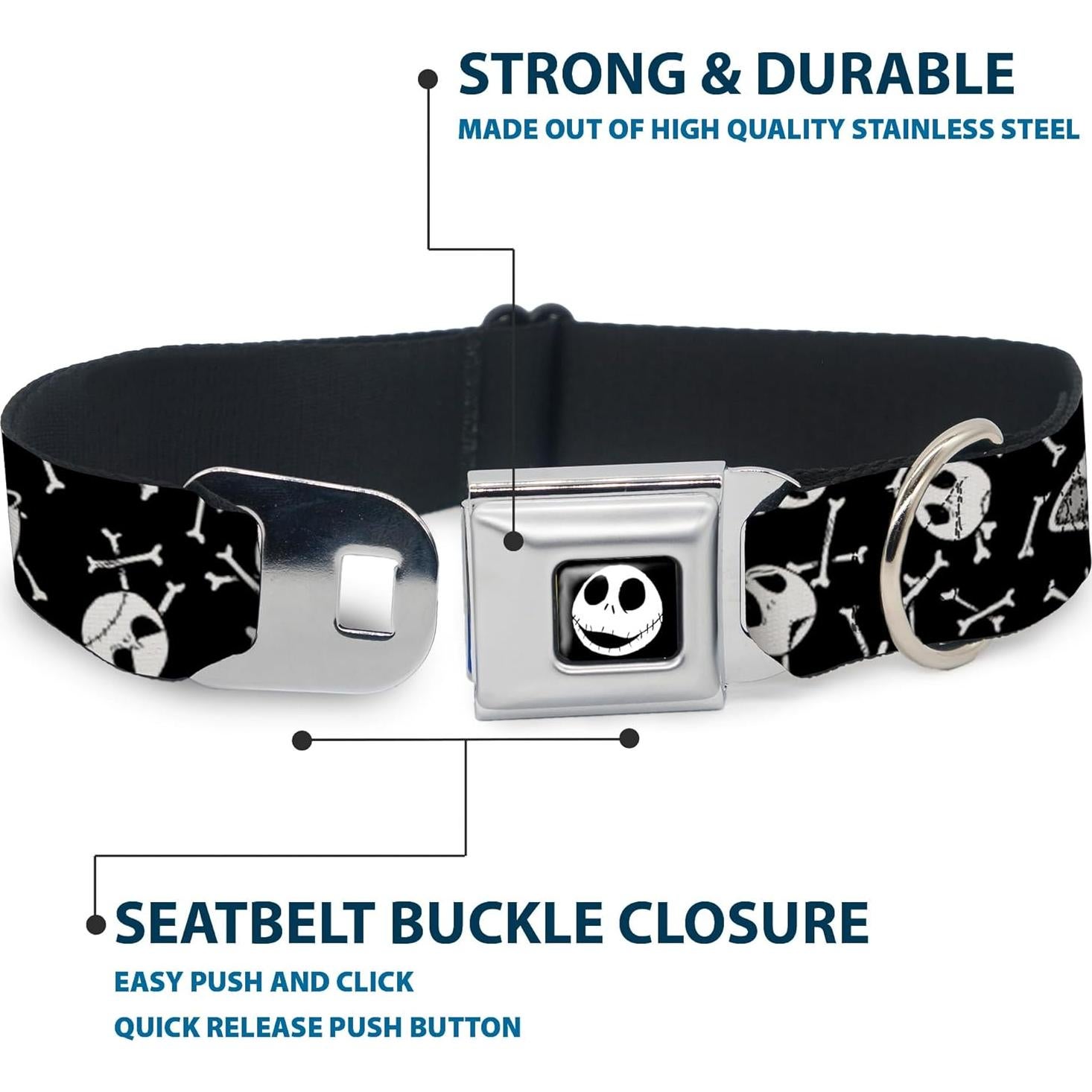 Collar de Perro Buckle-Down Huesos Esparcidos 11-17 cm