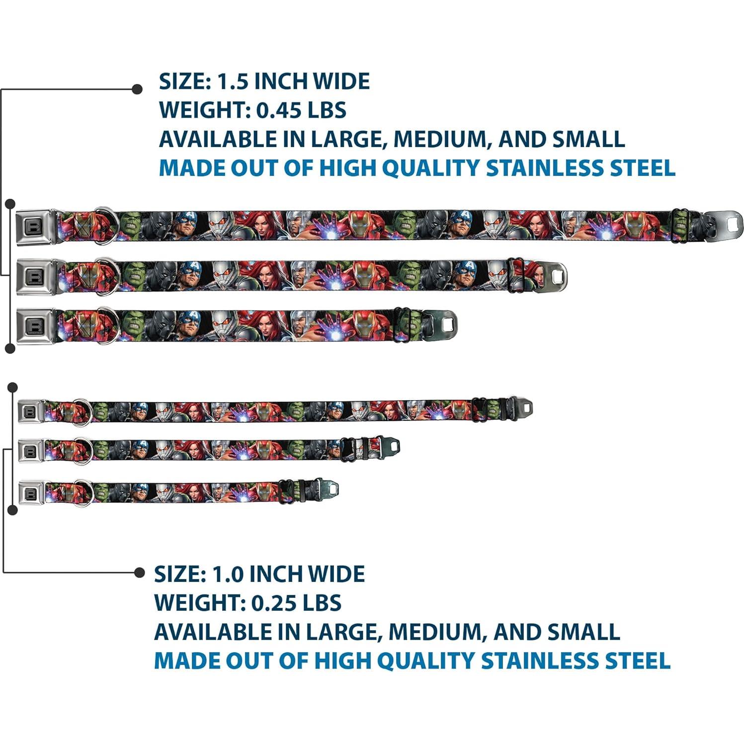 Collar de Perro Buckle-Down Marvel 9-15" (22.86-38.1 cm)