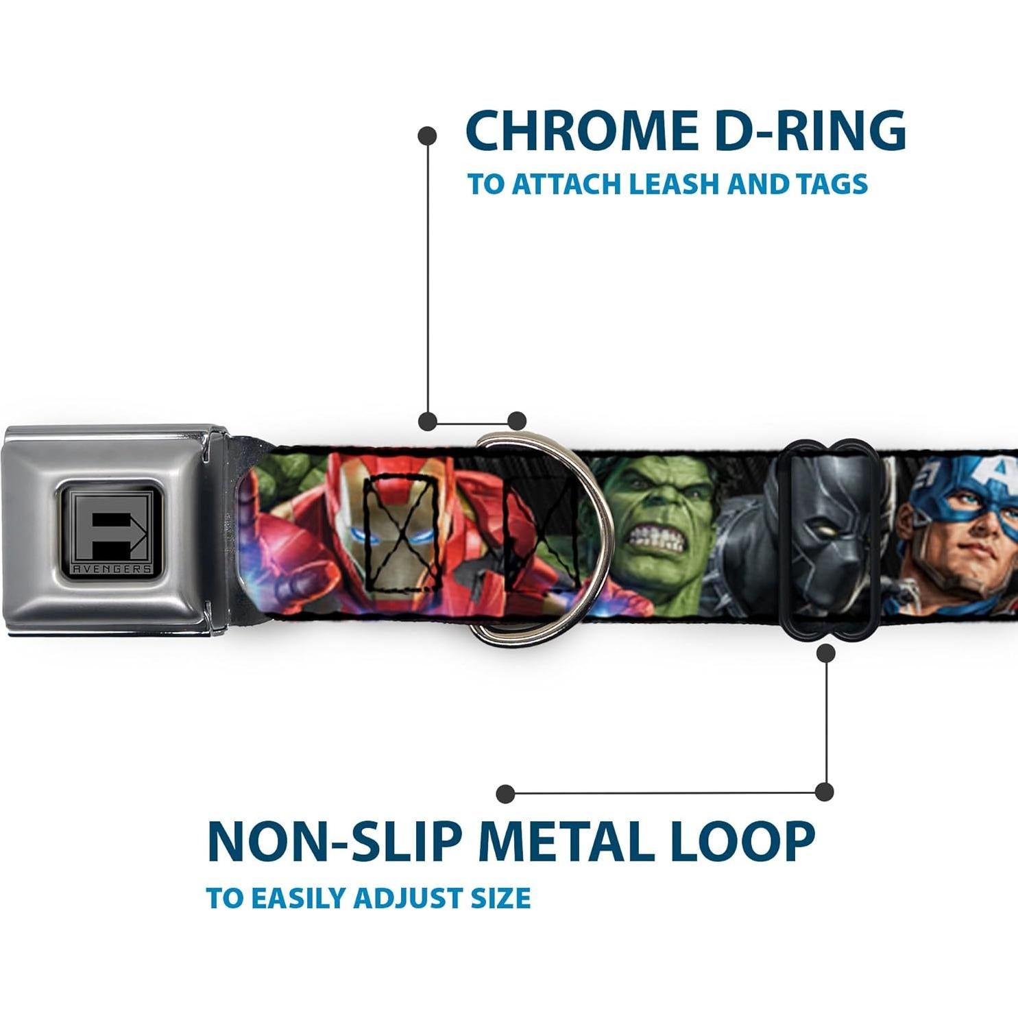 Collar de Perro Buckle-Down Marvel 9-15" (22.86-38.1 cm)