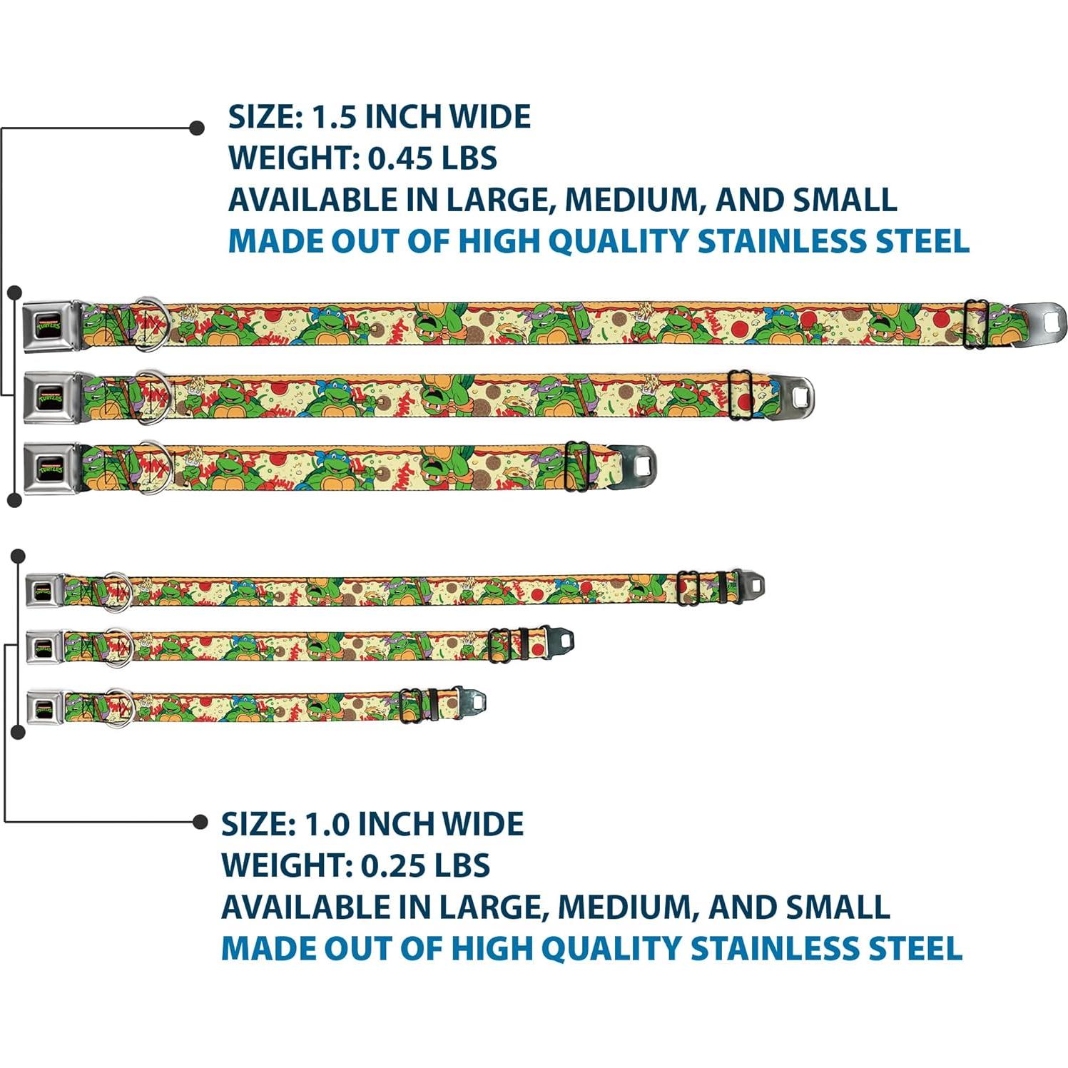 Collar de Perro TMNT Pizza Buckle-Down 2.5cm Ancho 23-38cm
