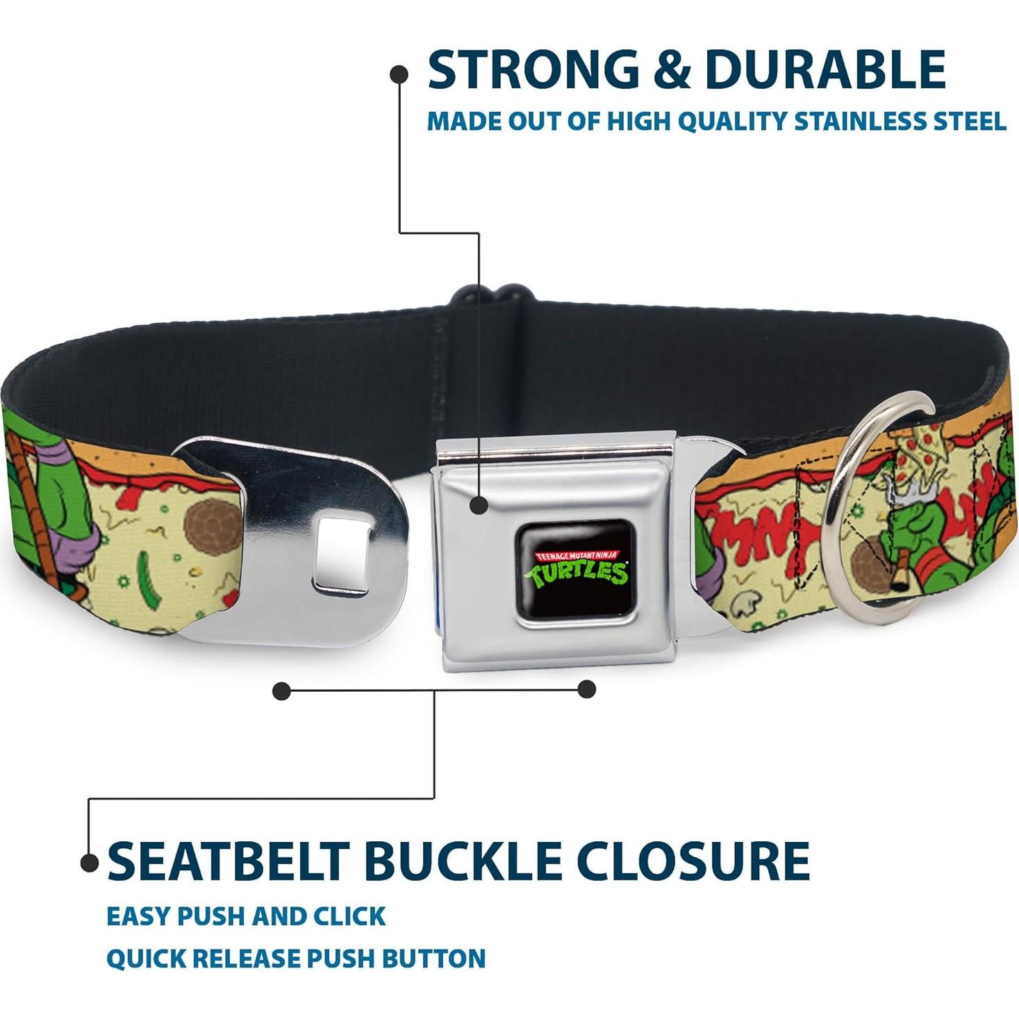 Collar de Perro TMNT Pizza Buckle-Down 2.5cm Ancho 23-38cm