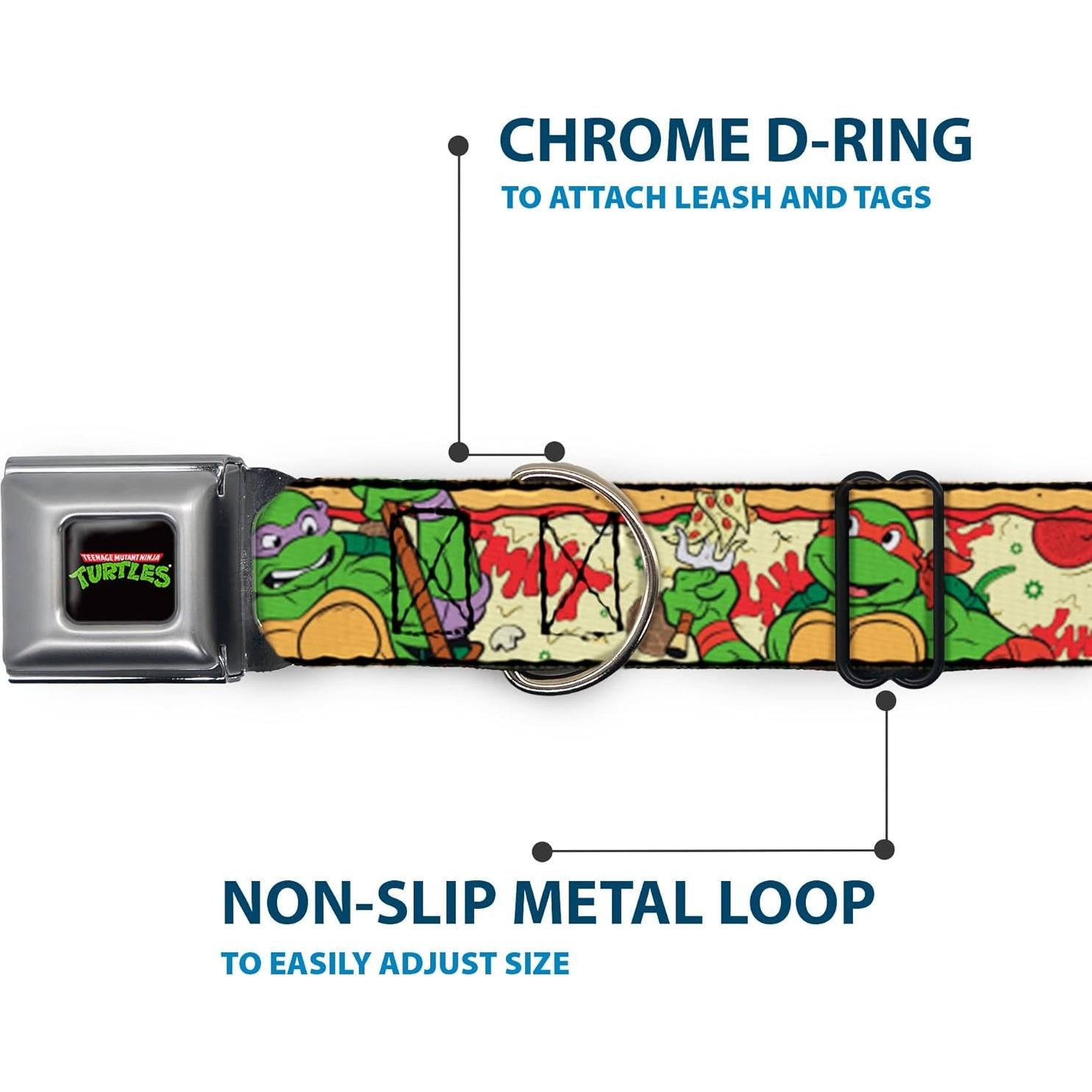 Collar de Perro TMNT Pizza Buckle-Down 2.5cm Ancho 23-38cm