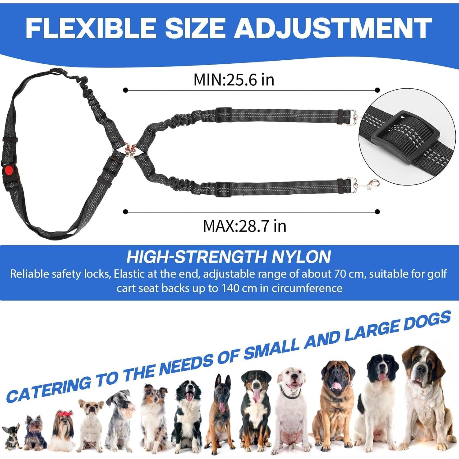 Asiento para Perros en Carro de Golf Hezaosth - Doble Arnés Seguridad