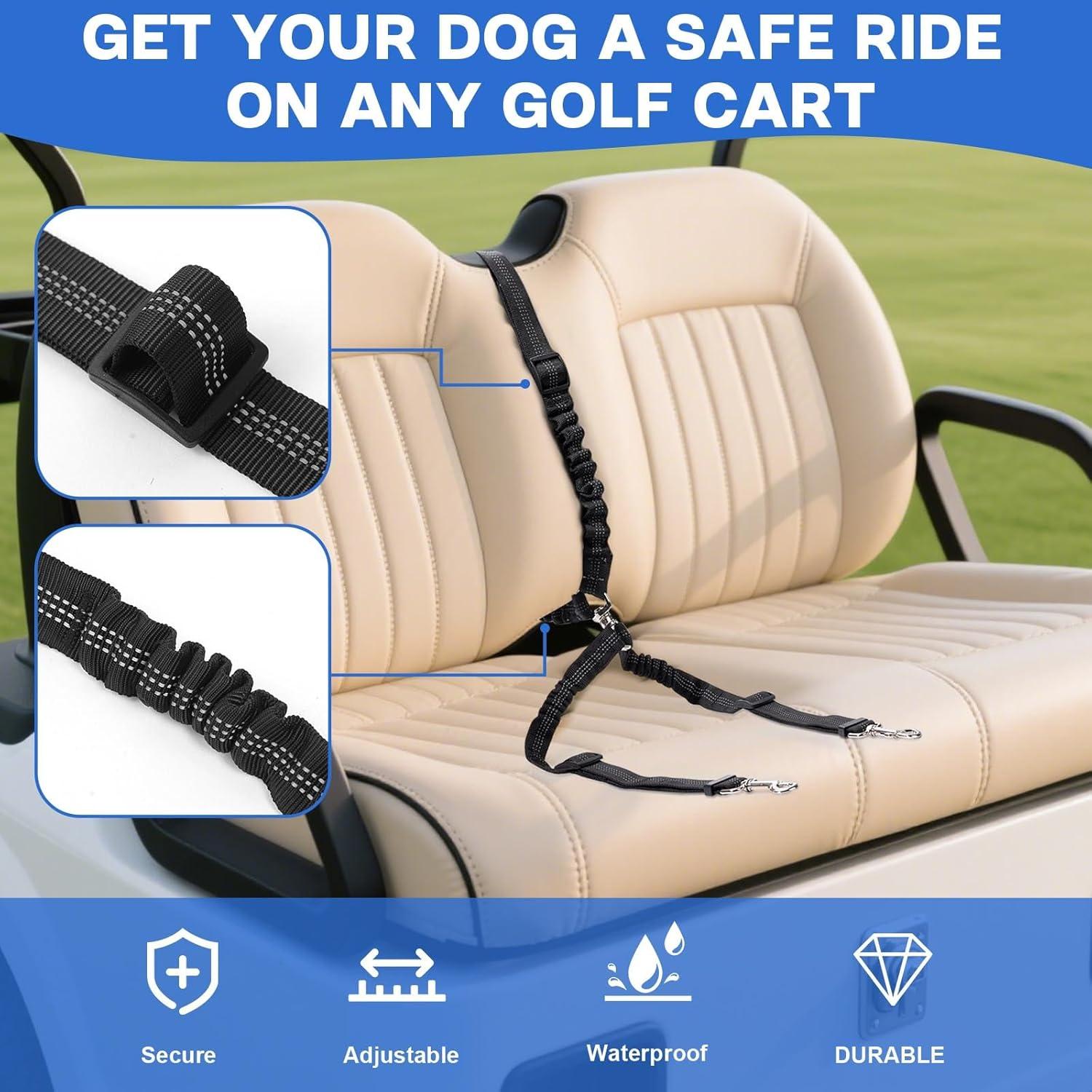 Asiento para Perros en Carro de Golf Hezaosth - Doble Arnés Seguridad