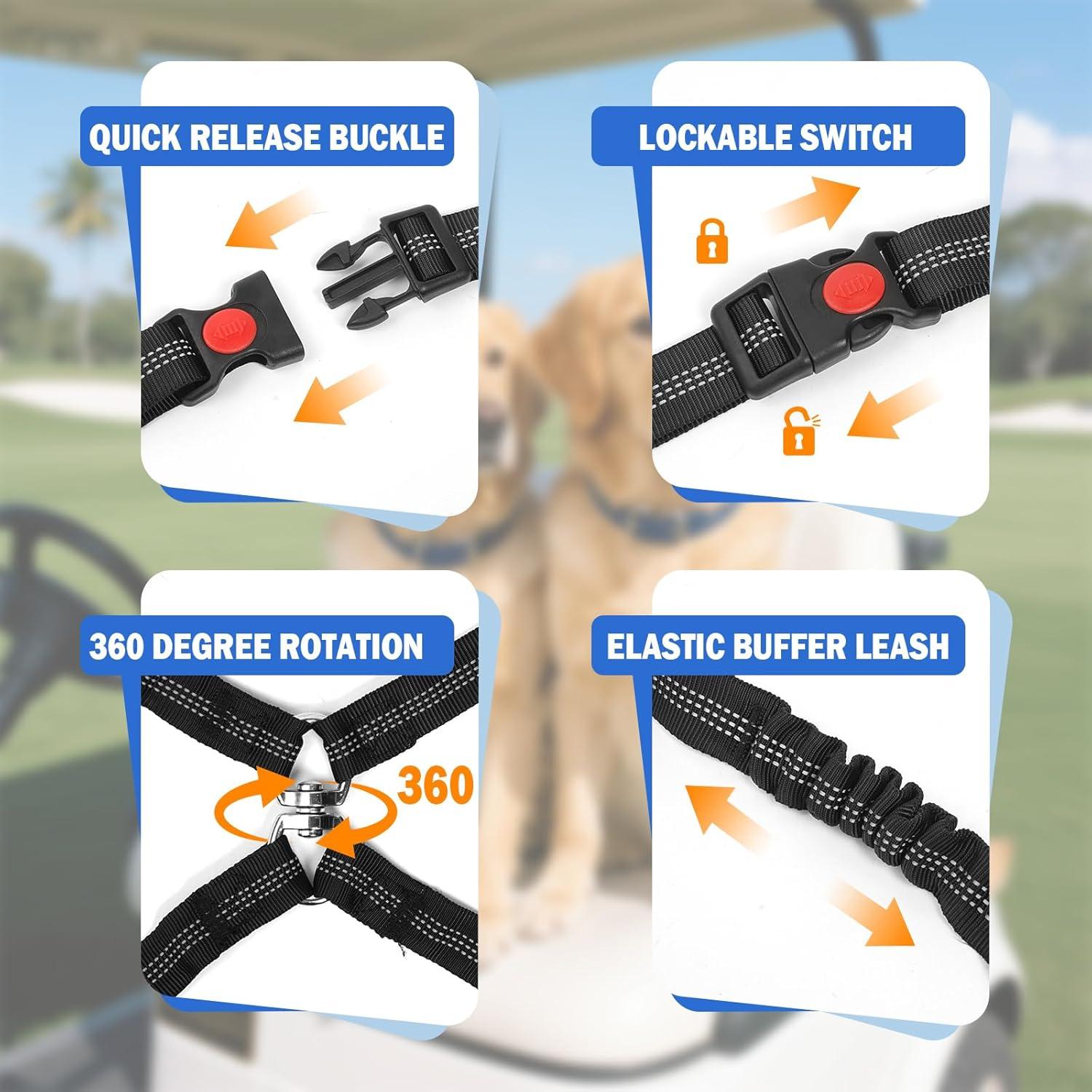 Asiento para Perros en Carro de Golf Hezaosth - Doble Arnés Seguridad