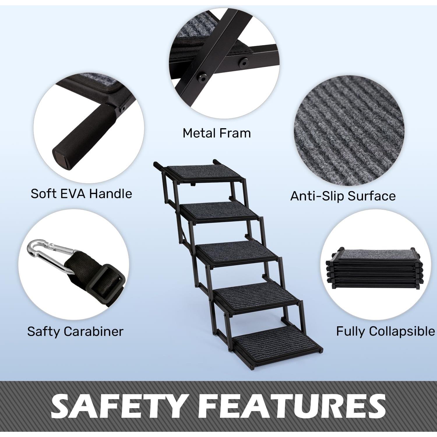 Escalera Plegable para Perros Heeyoo - 5 Escalones Antideslizantes