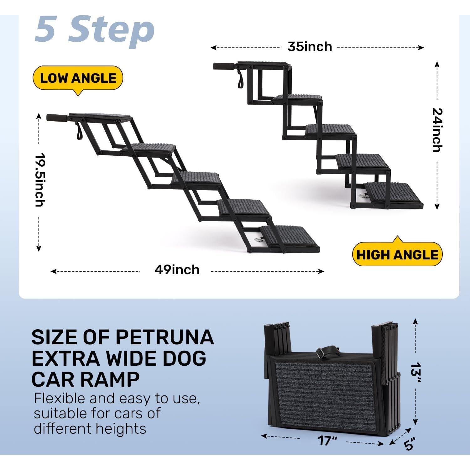 Escalera Plegable para Perros Heeyoo - 5 Escalones Antideslizantes