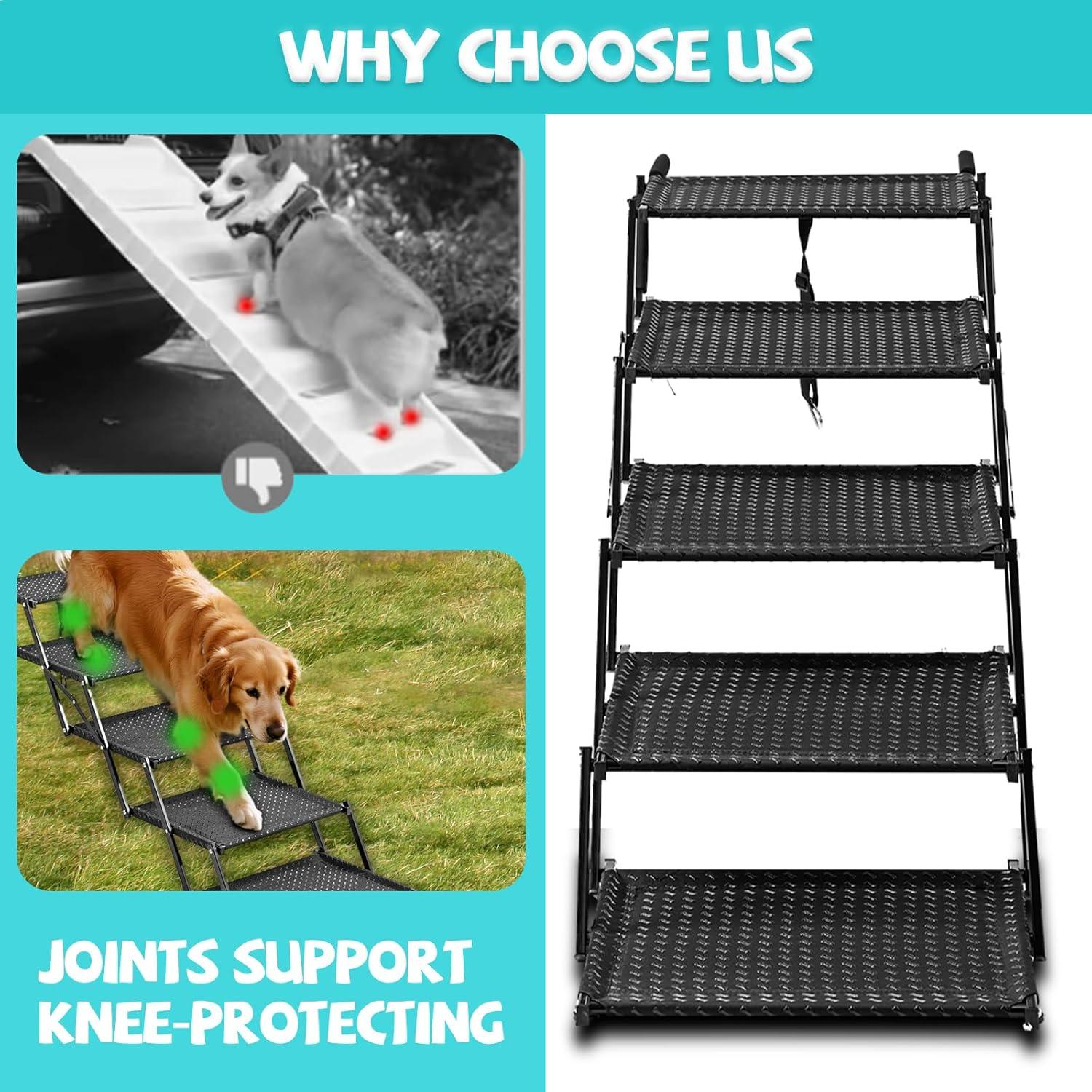 Escalera Plegable para Perros Zendova - 5 Escalones Antideslizantes