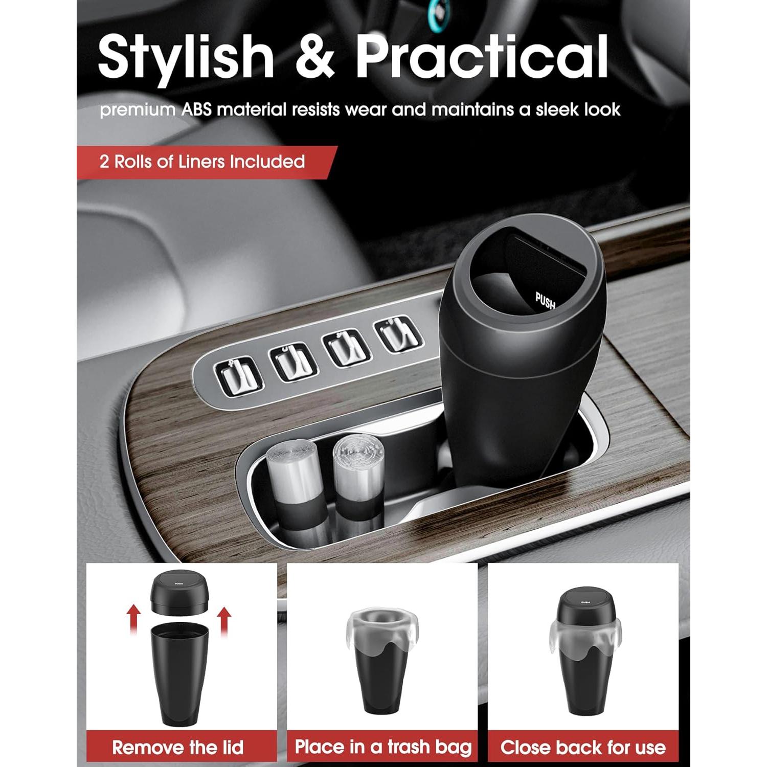 Basurero de Auto Aujen - 2 Piezas, Compacto y Fácil de Limpiar