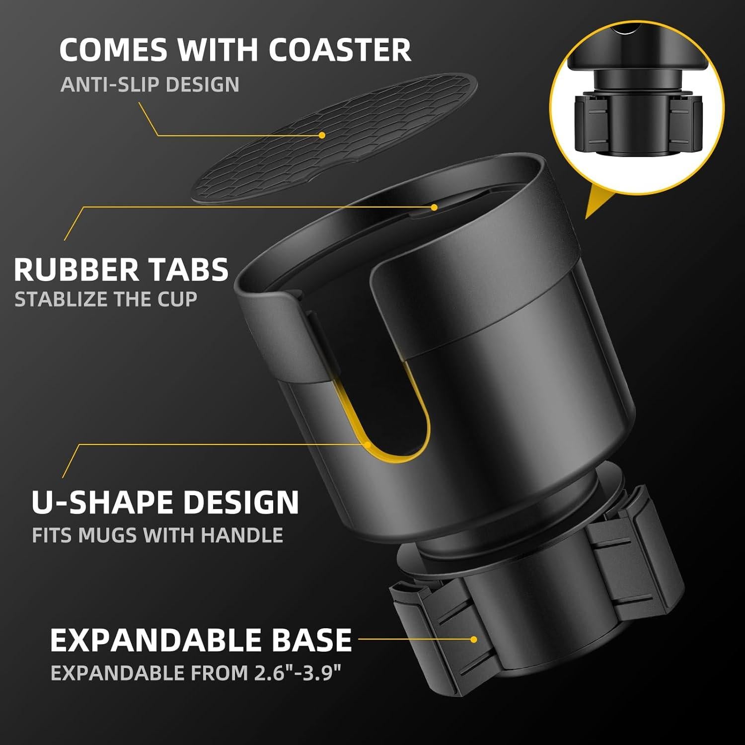 Expansor Soporte Tazas Coche TYKOR Ajustable 2.6-3.9"