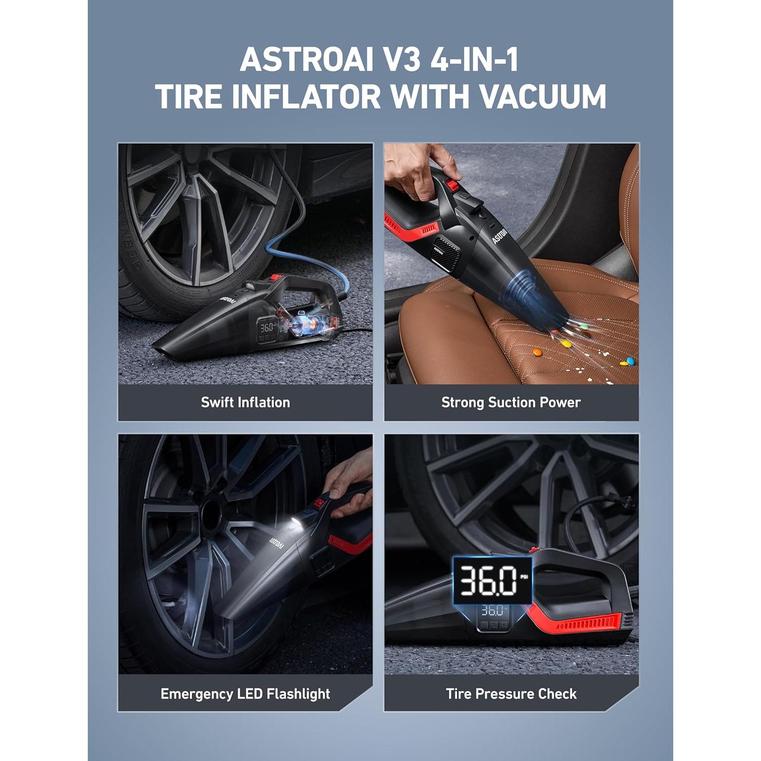 Compresor de Aire Portátil AstroAI AIRUN V3 4-en-1 150 PSI