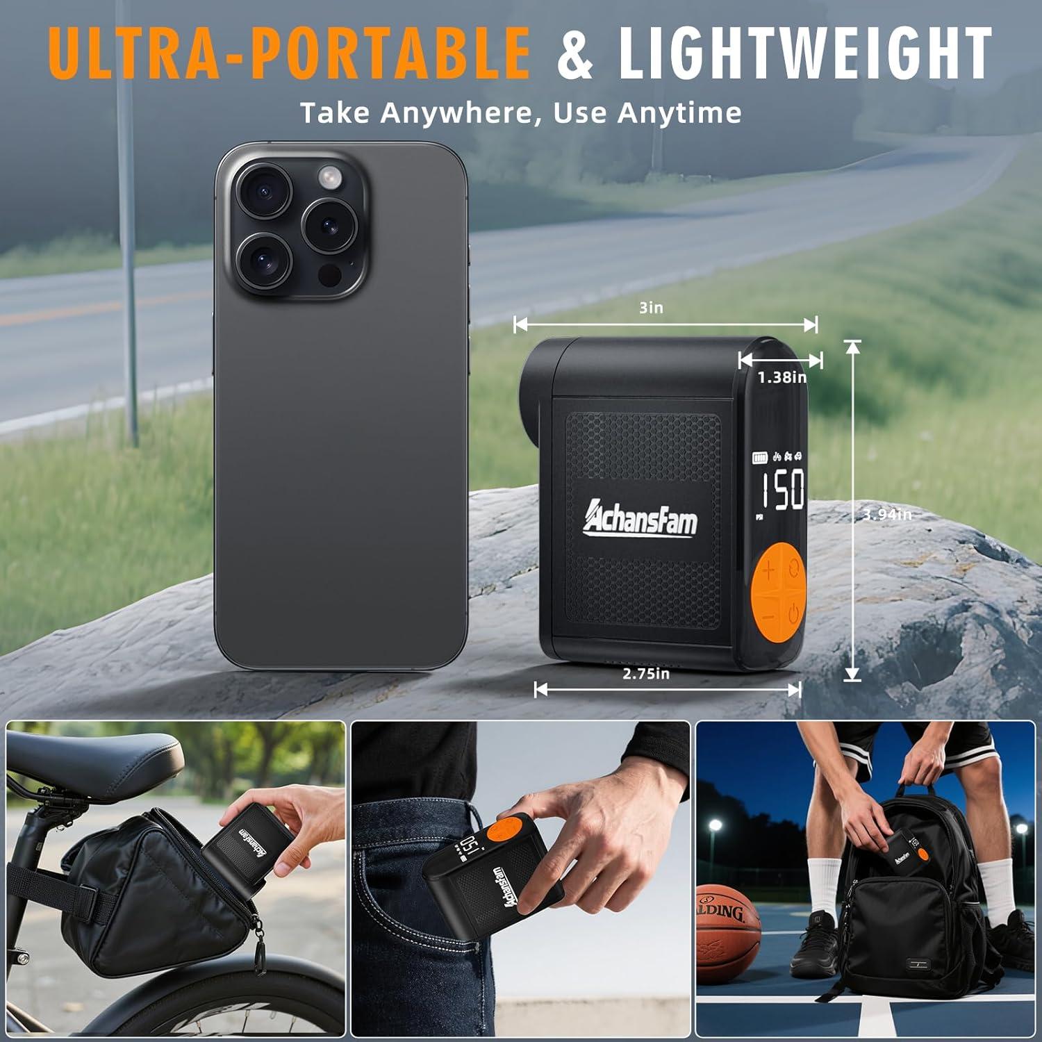 Bomba de Aire Eléctrica Achansfam MINI 9 150 PSI Portátil