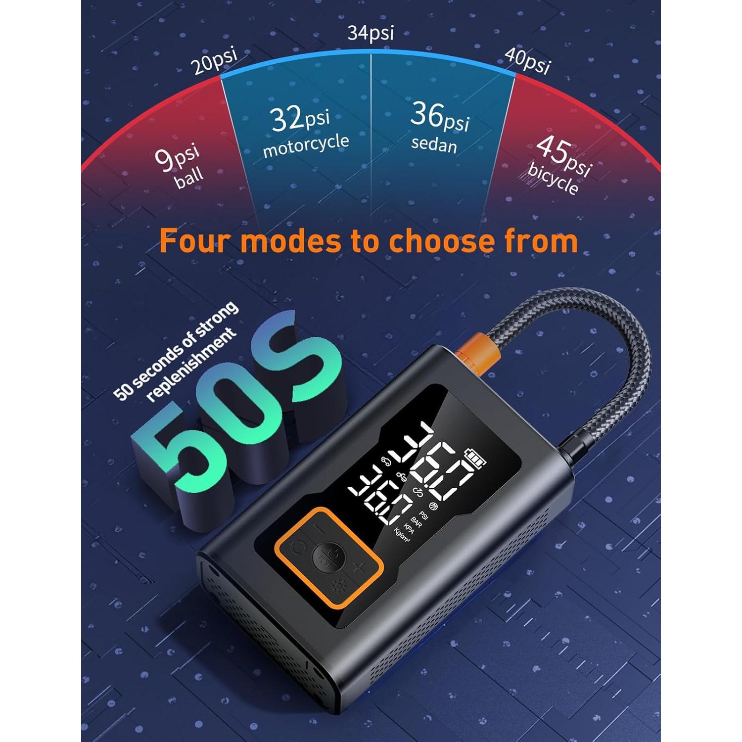 Compresor de Aire Portátil PUFLAT 150 PSI con Luz LED