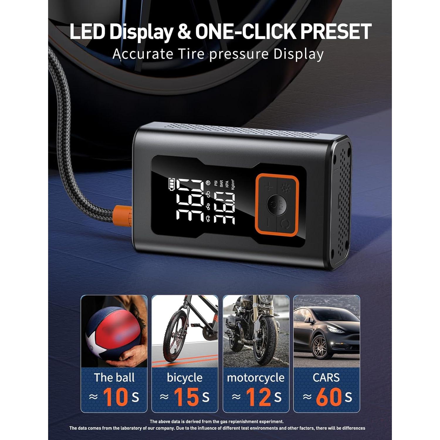 Compresor de Aire Portátil PUFLAT 150 PSI con Luz LED